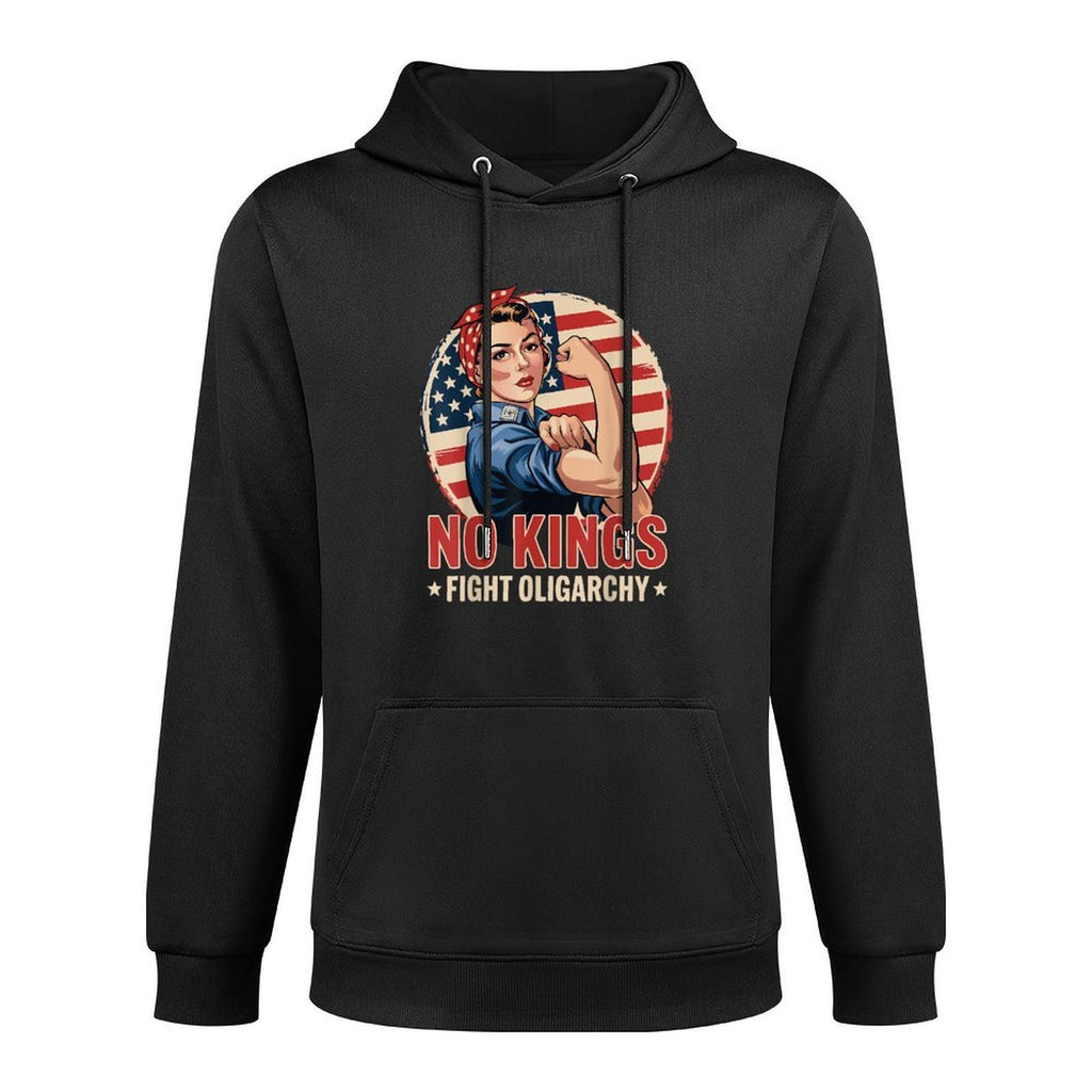 Vintage No Kings Fight Oligarchy Womans Girl America Medium-Weight Fabric Hoodie