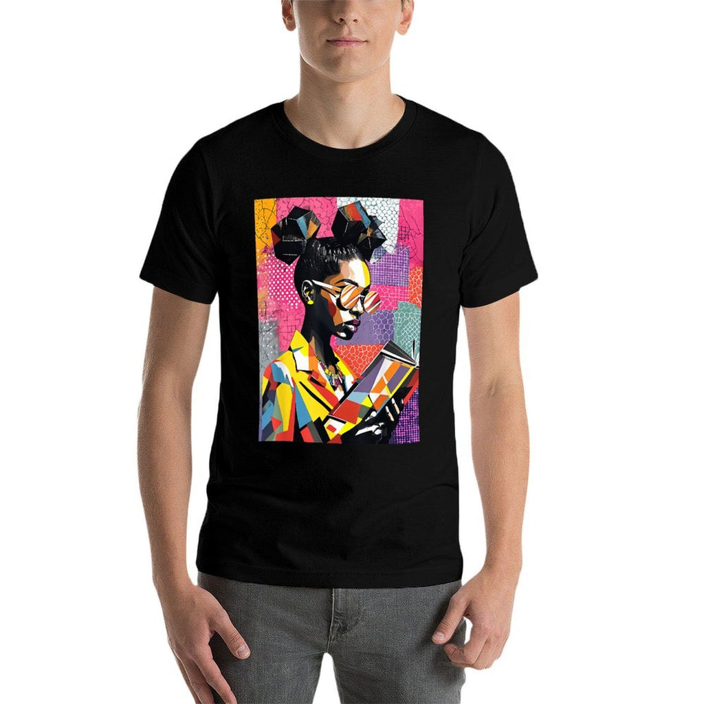 Geometric Black History Educated Women Reading Book Melanin Comfortable T-Shirt
