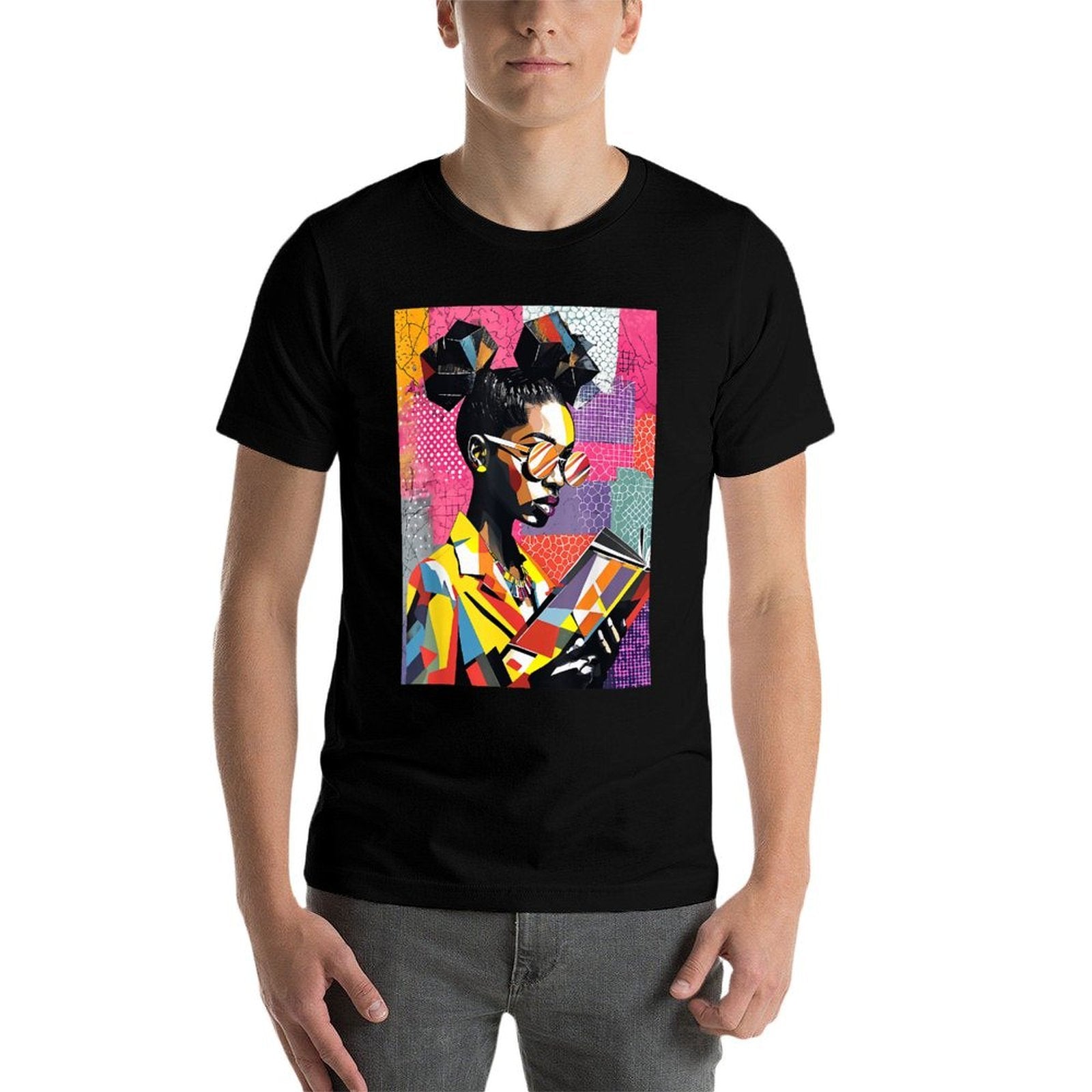 Geometric Black History Educated Women Reading Book Melanin Comfortable T-Shirt