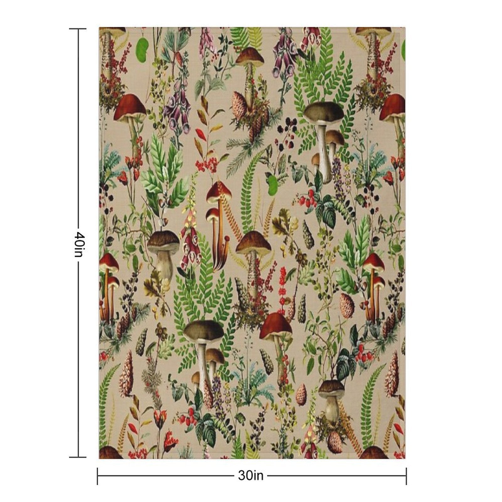 Vintage Mushrooms Forest Botanical GardenPattern - Sepia Beige Nightgarden Compact Throw Blanket