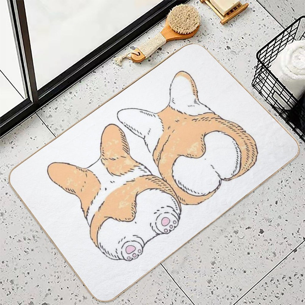 Couple of Corgis  Easy To Clean Bath Mat