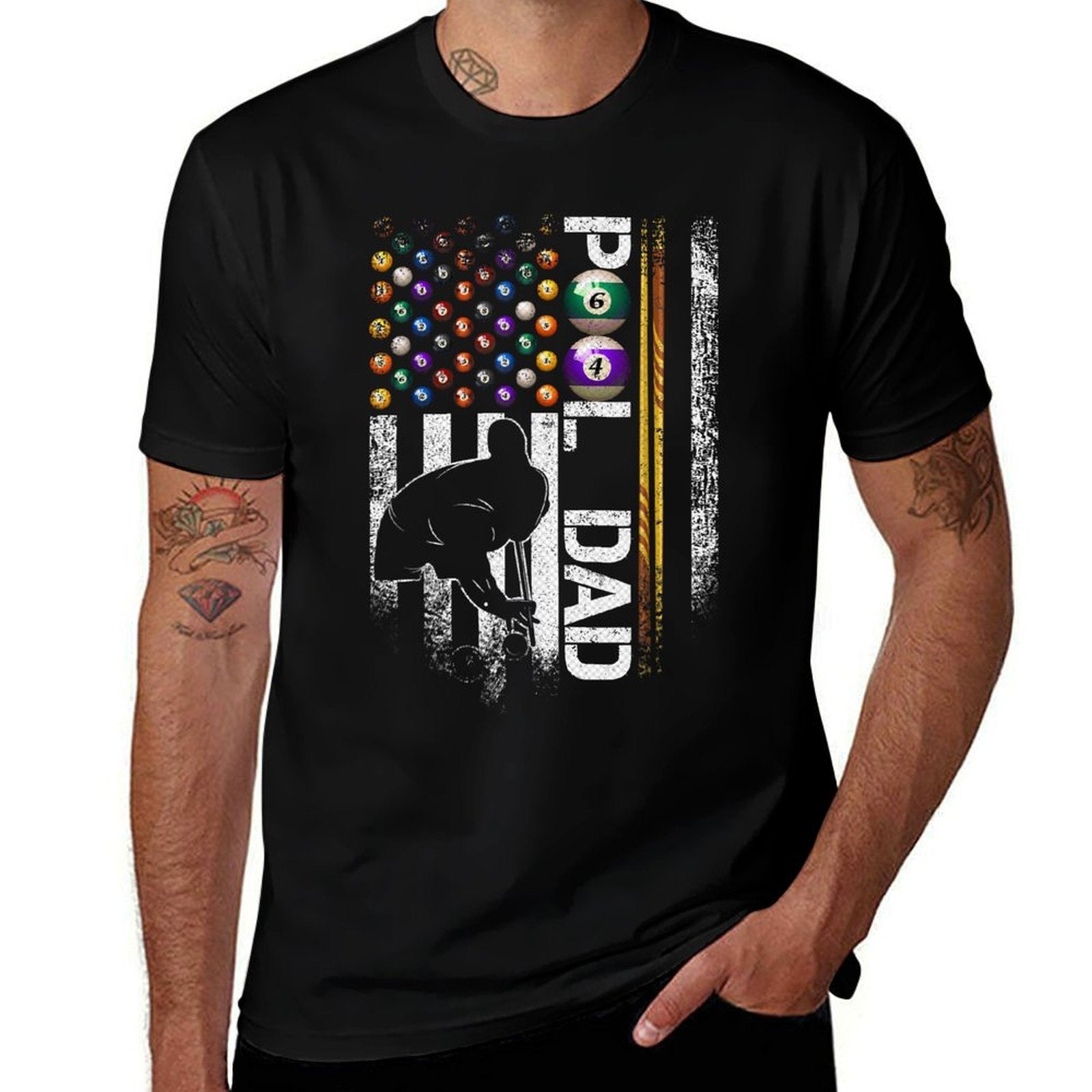 Vintage USA Billiards Player, Proud Pool Dad  Heathered Texture T-Shirt