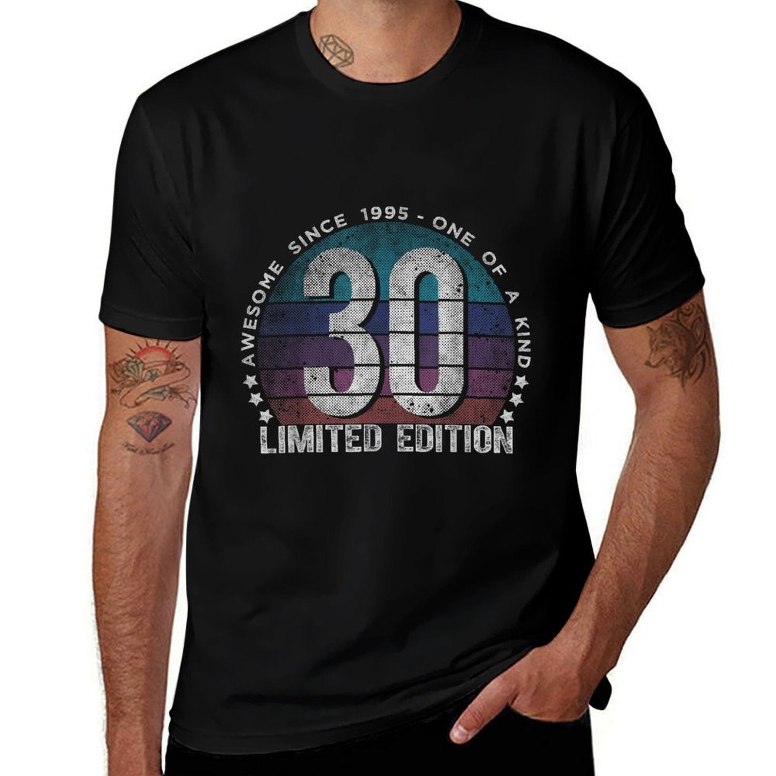 30 Year Old Gifts Vintage 1995 Limited Edition 30th Birthday  Ribbed Collar T-Shirt