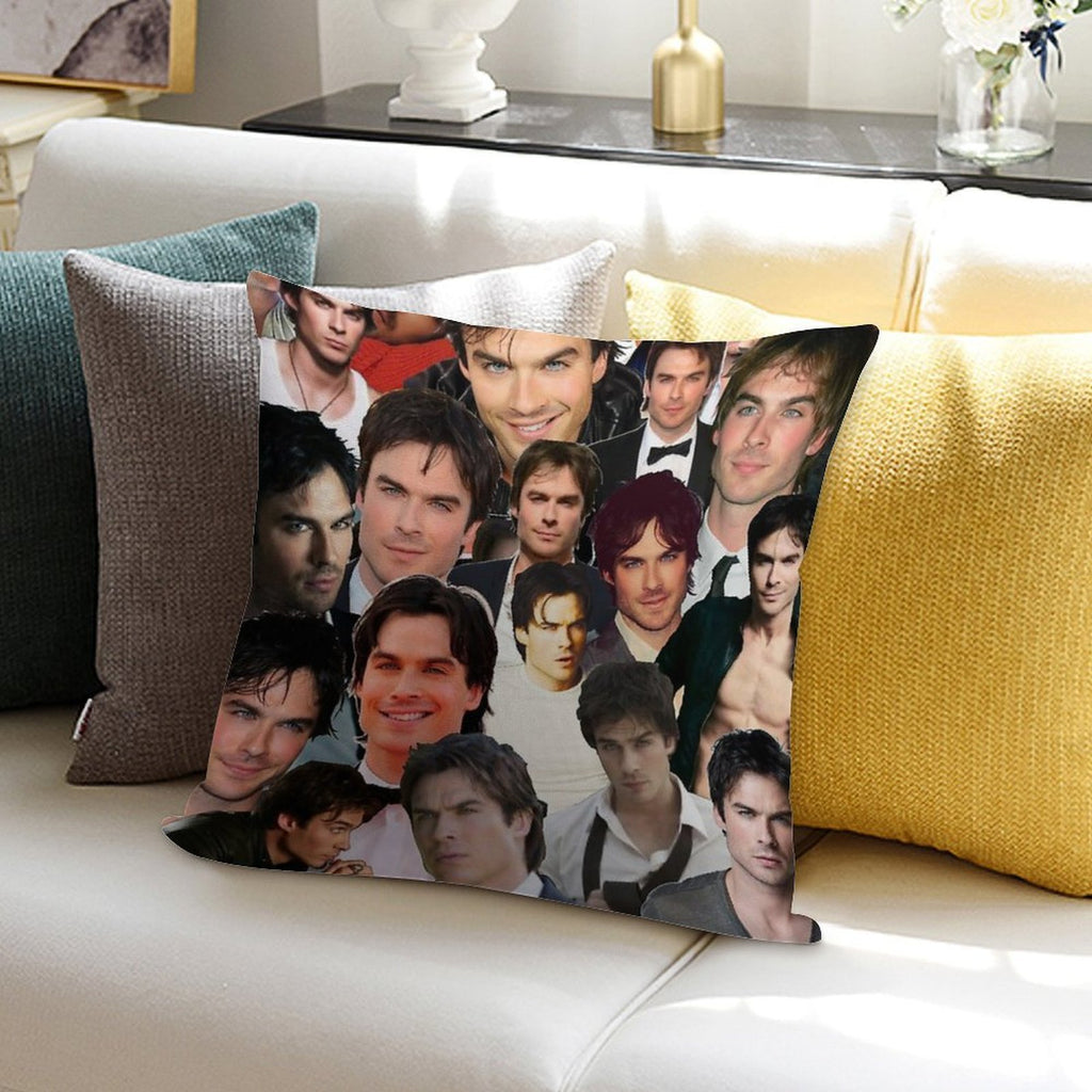 Ian Somerhalder Photo Collage Soft Shrink-Resistant Throw Pillow