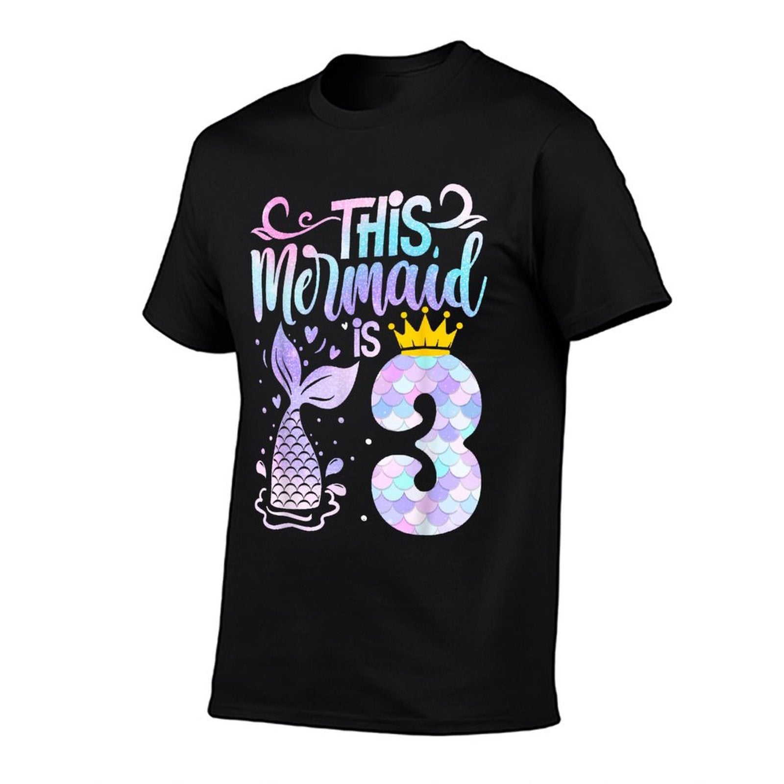 Mermaid 3rd Birthday 3 Year Old Girl Three Yrs Happy Bday  Slim-fit Cut T-Shirt