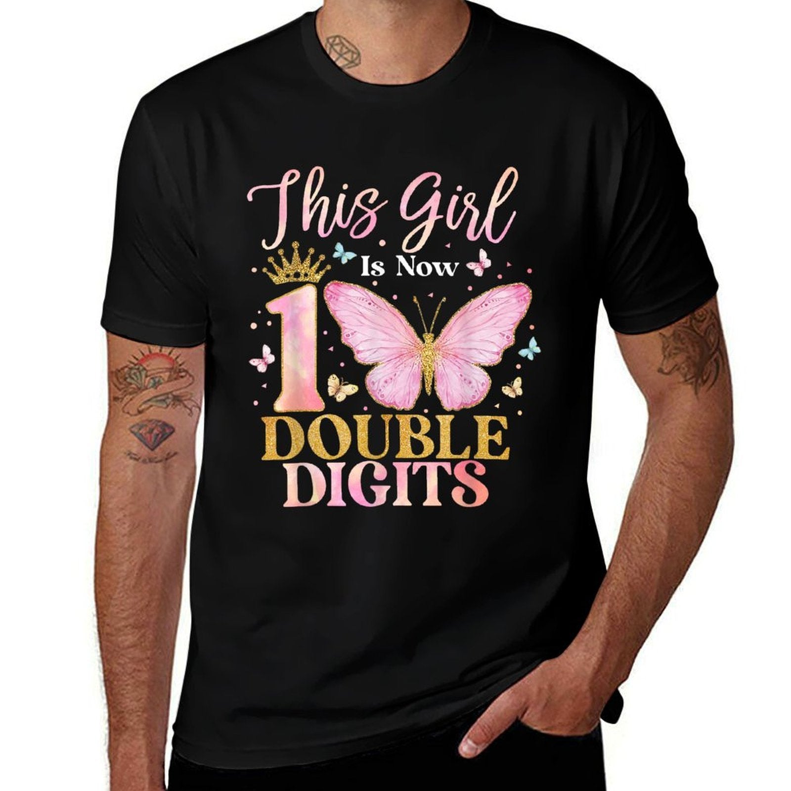 10th Birthday This Girl Is Now 10 Years Old Double Digits  Tagless Design T-Shirt