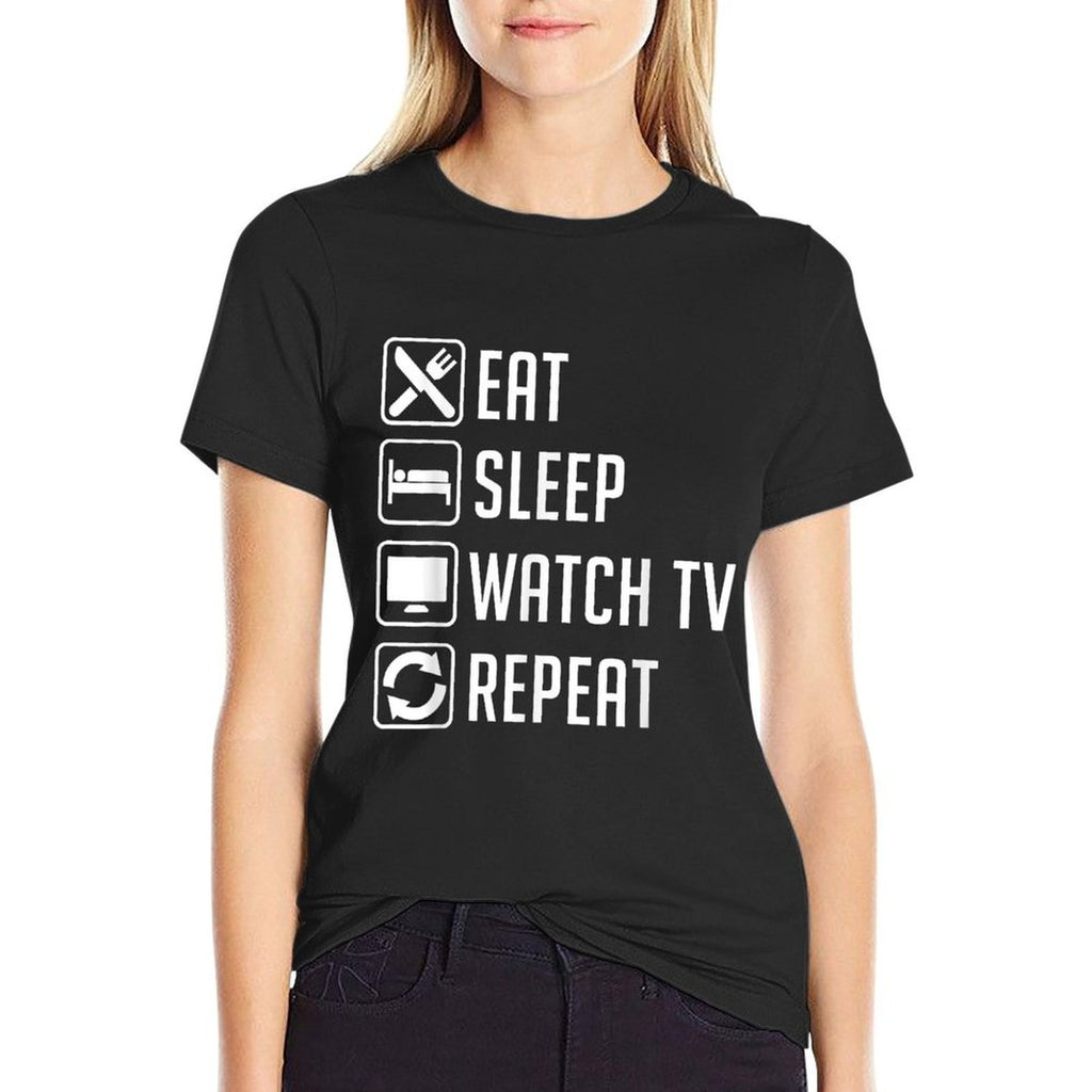 Eat Sleep Watch TV Repeat Funny TV Lover  Moisture-wicking T-Shirt