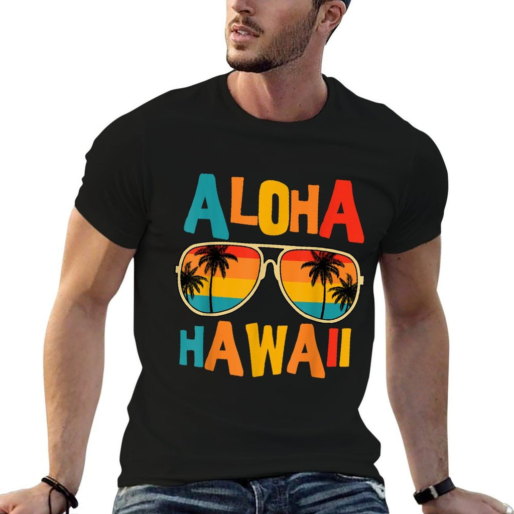 Hawaiian Aloha Hawaii  Ribbed Collar T-Shirt