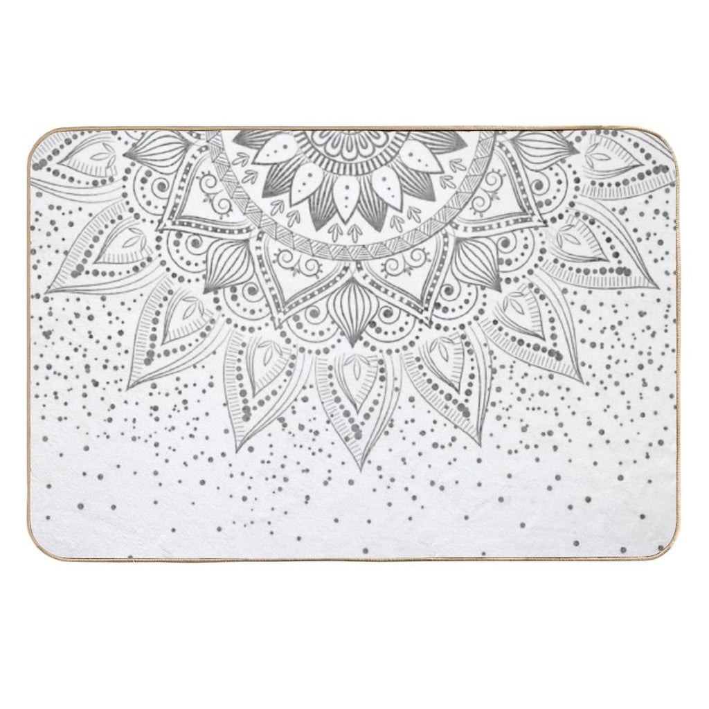 Elegant Grey Mandala Confetti Design  Versatile Bath Mat