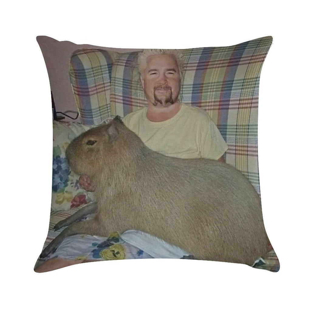 Guy Fieri with Capybara Soft Gift Ready Throw Pillow