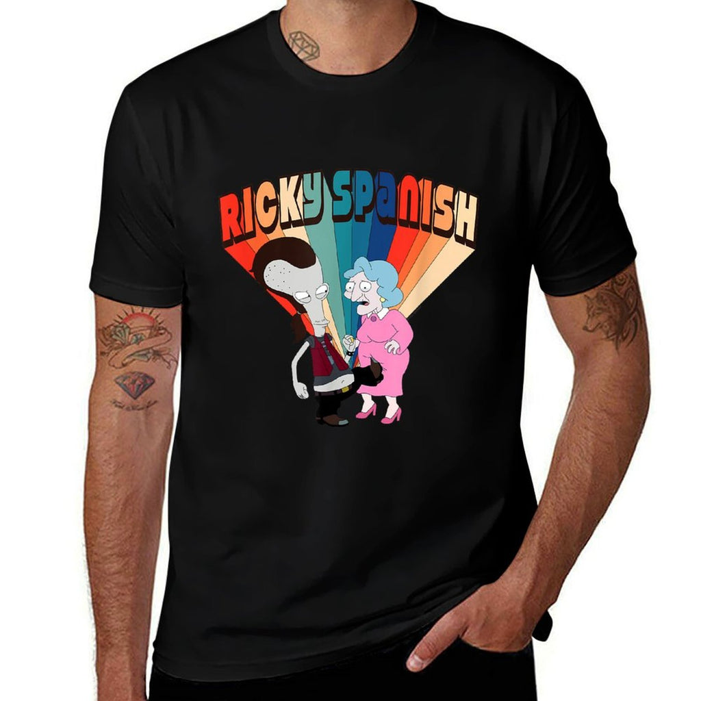 American Dad Ricky Spanish Rainbow Logo Cartoon  Vintage-inspired T-Shirt