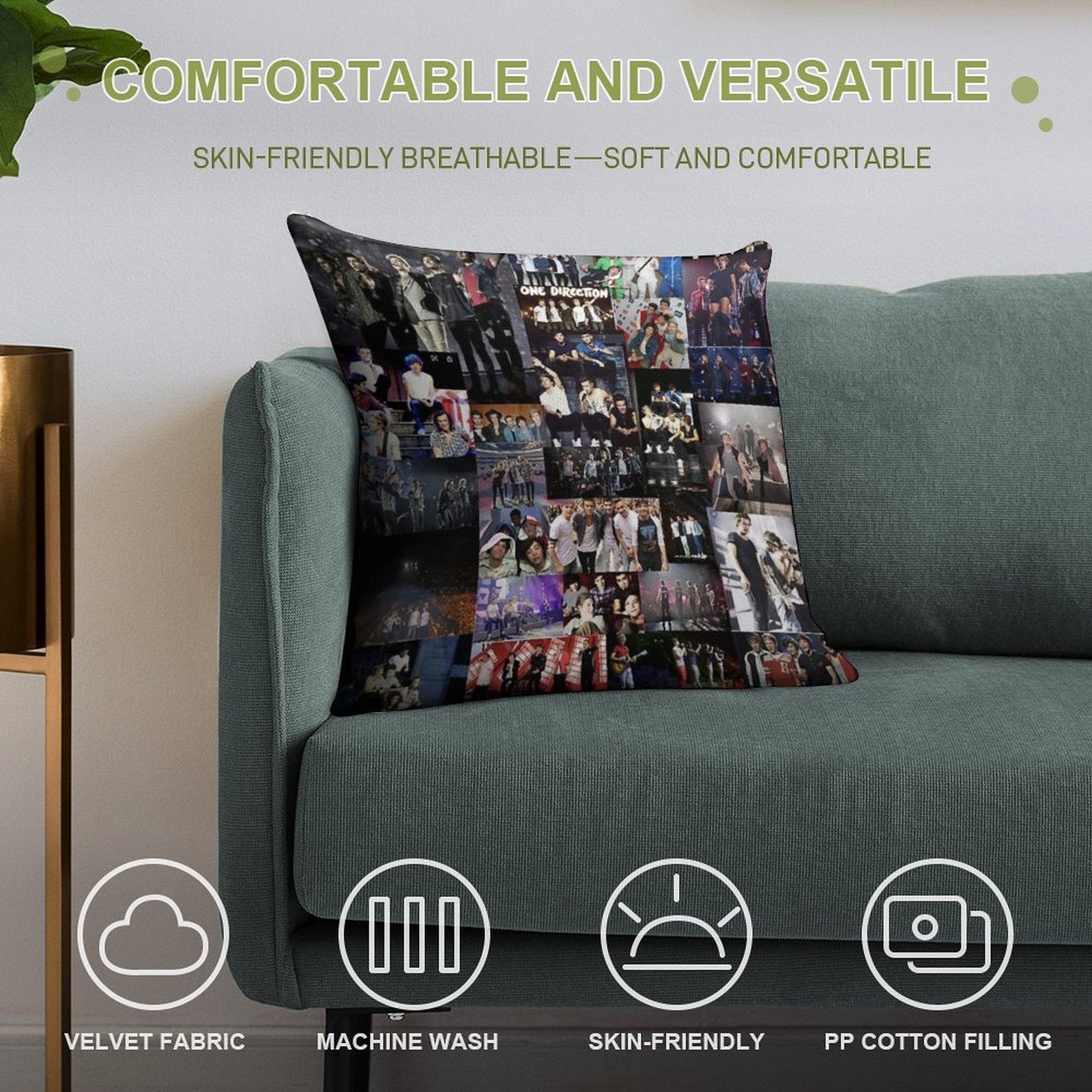 One Direction Soft Skin-Friendly Throw Pillow