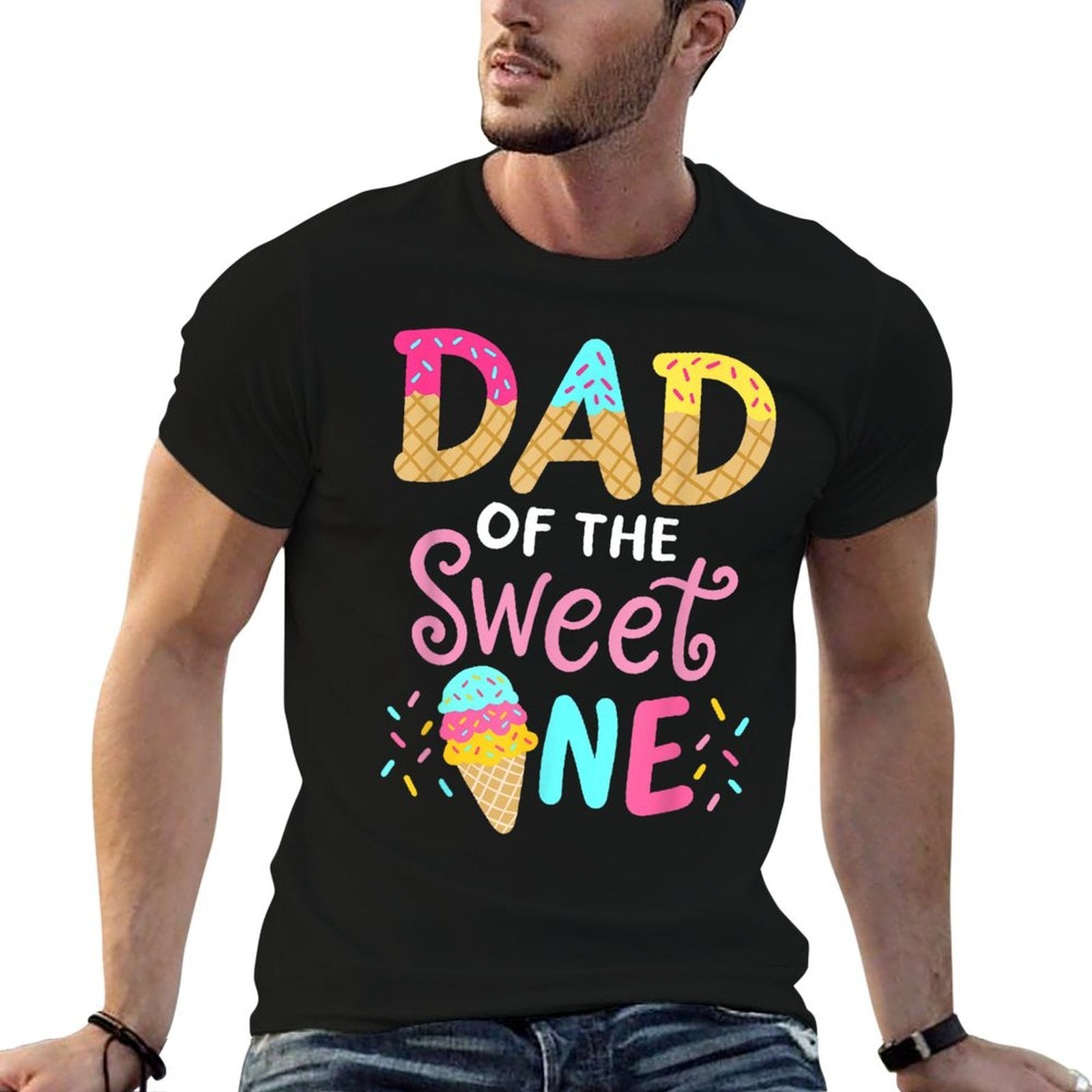 Dad of Sweet One Birthday Matching Family Ice Cream  Odor-resistant T-Shirt