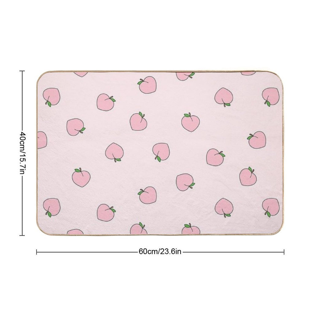 Peach Pattern on Light Pink  Multi-Purpose Bath Mat
