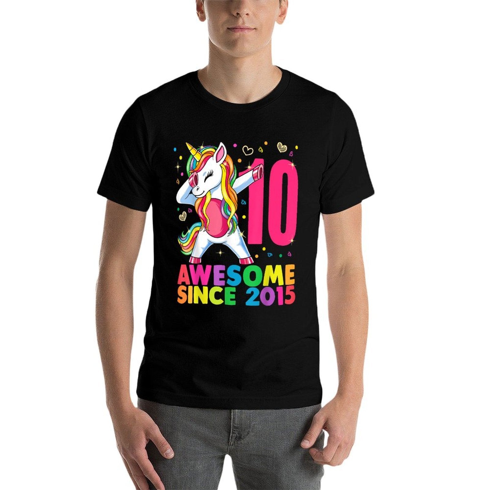 10 Years Old Unicorn Dabbing 10th Birthday Girl Gift Party  Odor-resistant T-Shirt