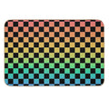 Rainbow And Black Checkerboard  Dirt-Trapping Bath Mat