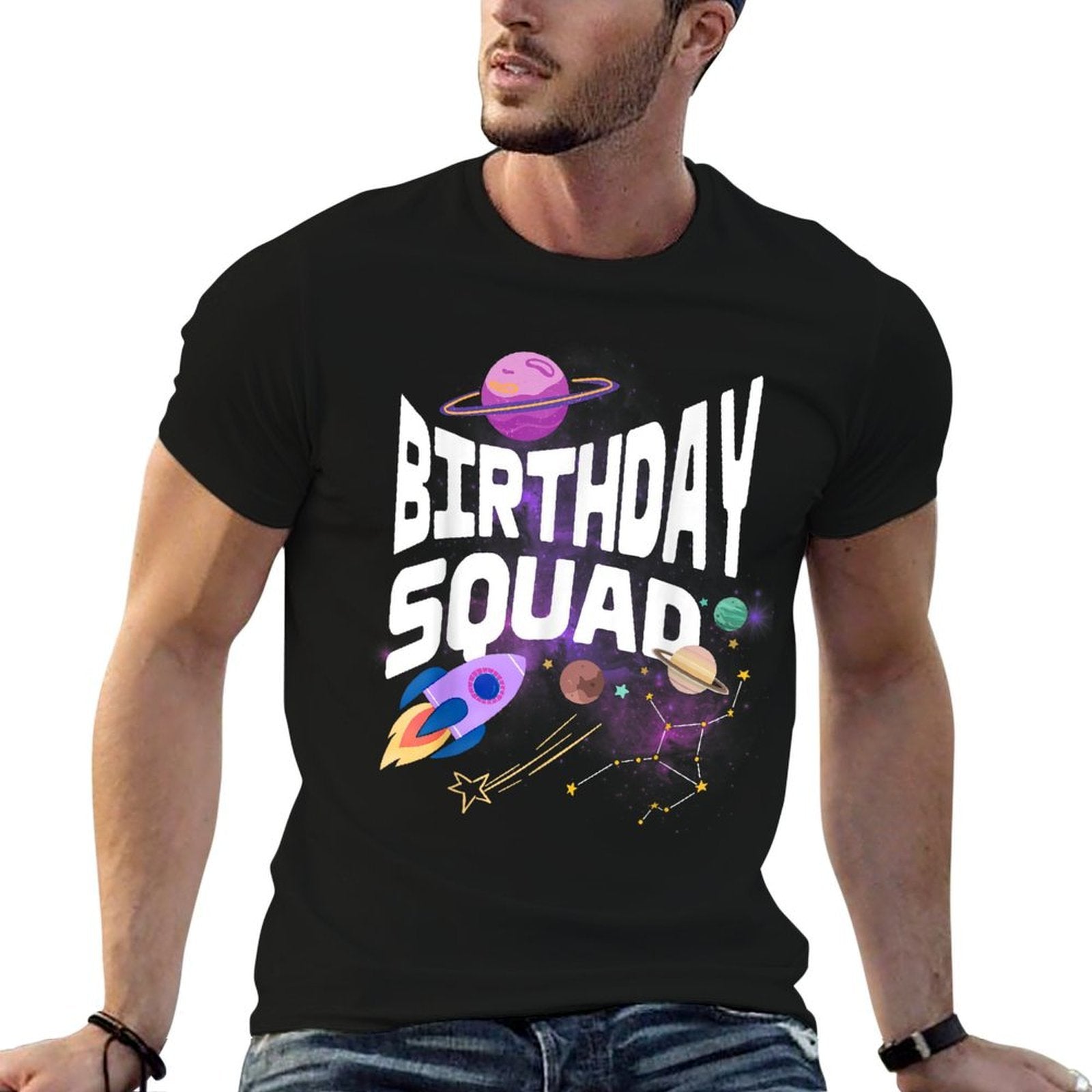 Birthday Squad Space Astronaut Out of World Family Squad  Soft T-Shirt