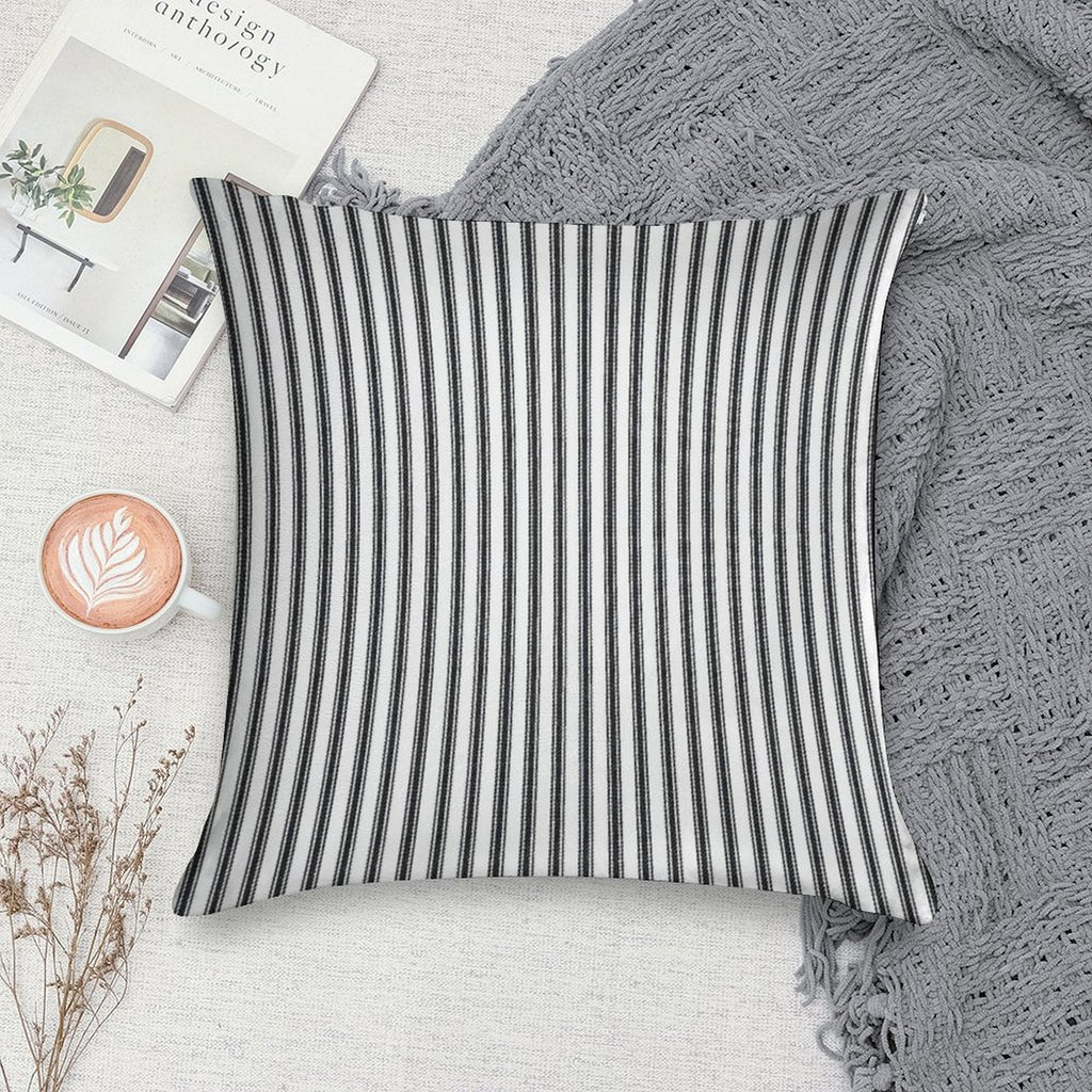 Old Fashioned Ticking Stripes Black And White Soft Shrink-Resistant Throw Pillow