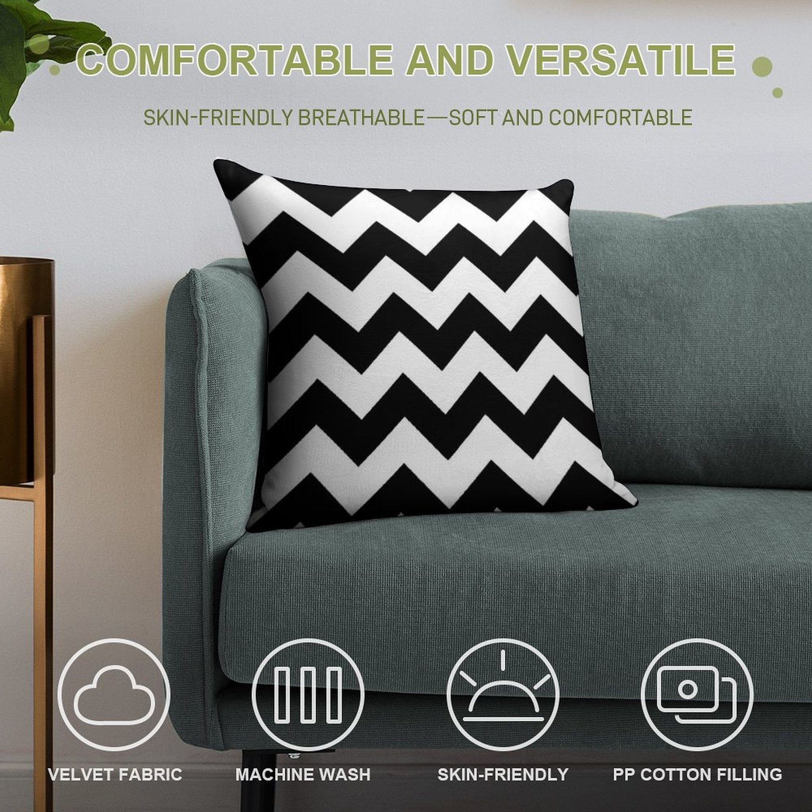 Black And White Chevron Stripes Soft Warmth Comfort Throw Pillow
