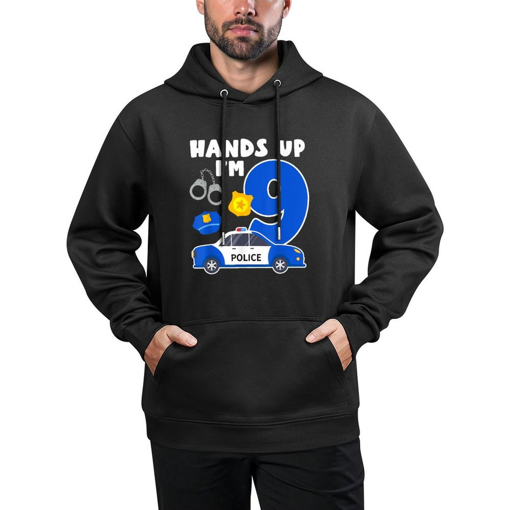 9th Birthday Policeman Boy Nine Year Old Police Officer Adjustable Hood Hoodie