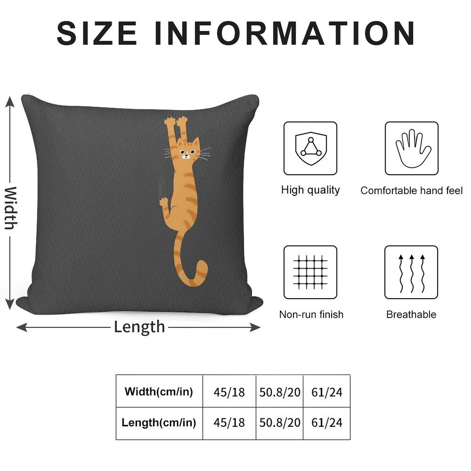 Orange Tabby Cat Hanging On  Funny Striped Cat Soft Home Decor Throw Pillow