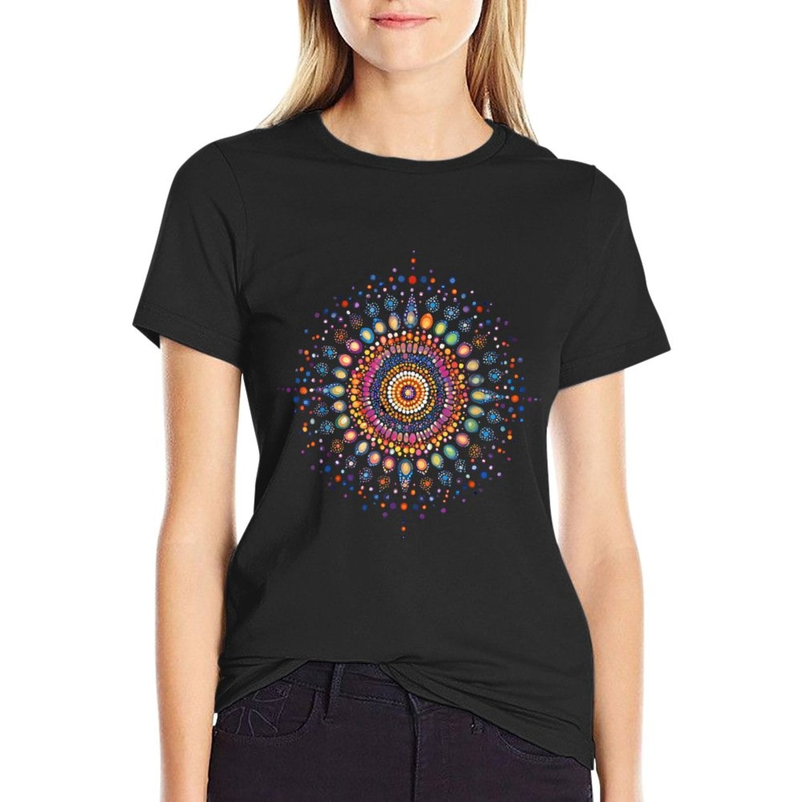 Radiant Mandala 2024 Intricate Dot Art Design Comfortable T-Shirt
