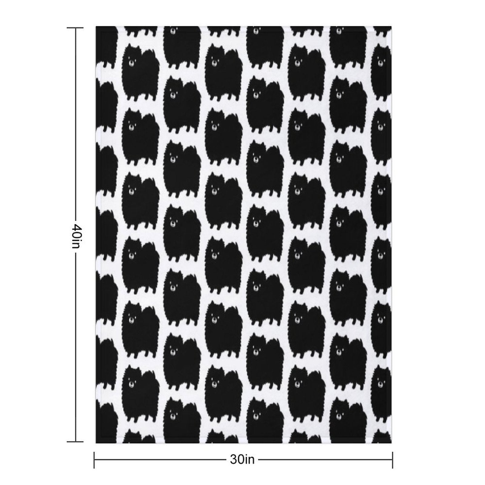 Cute Fluffy Black Pomeranian Cartoon Dog Comfort Throw Blanket