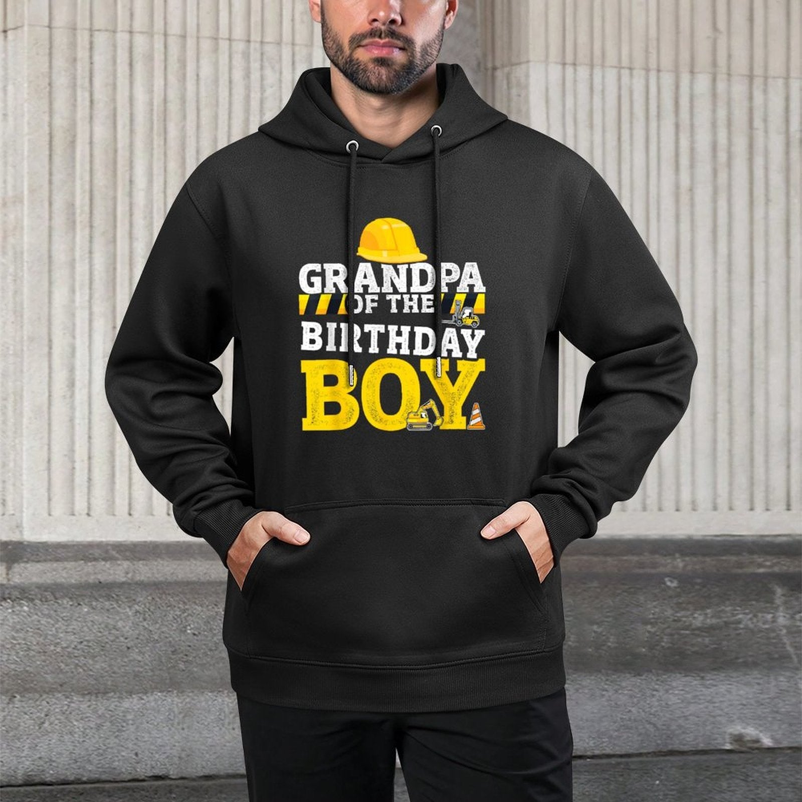 Grandpa of Birthday Boy Matching Family Construction Party Versatile Streetwear Hoodie