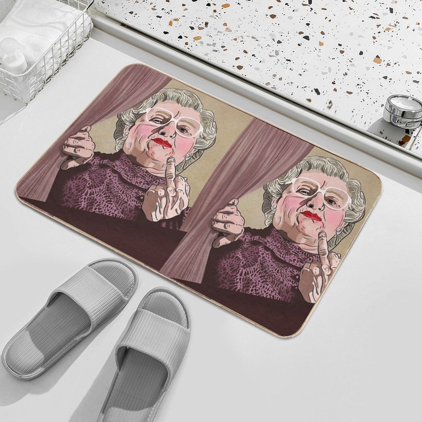 Mrs Doubtfire Middle Finger - Illustration - Robin Williams - Film  Multi-Purpose Bath Mat