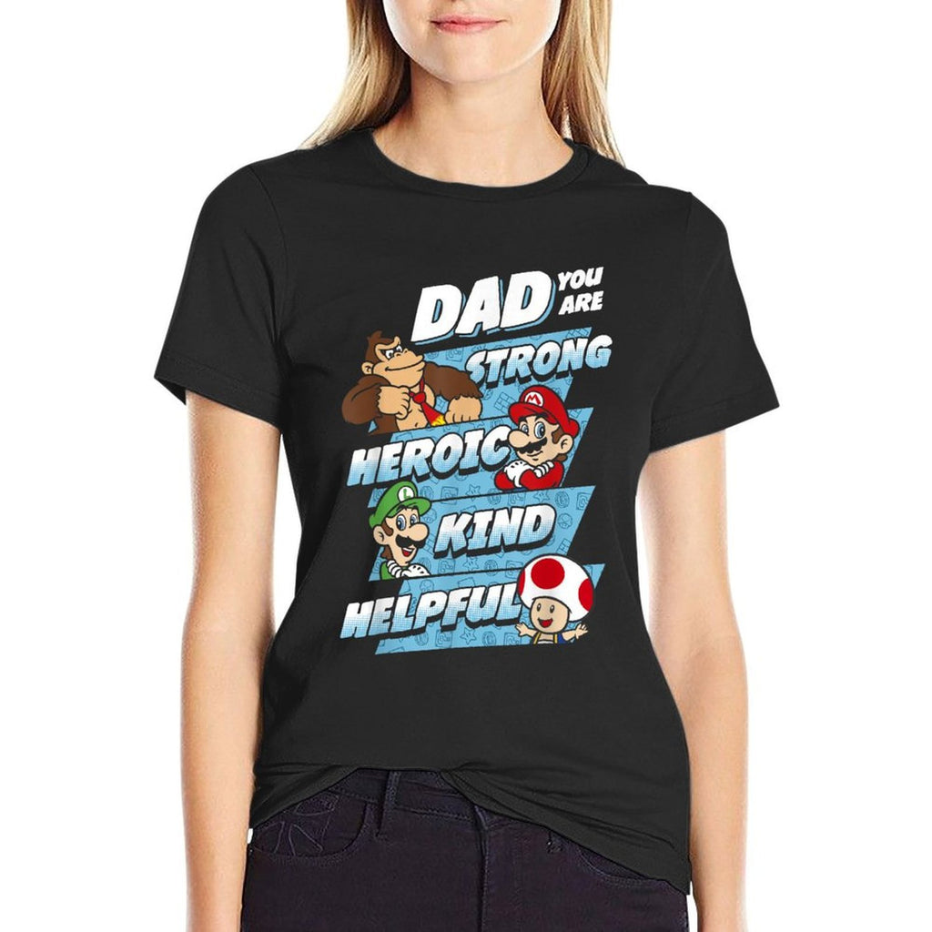 Nintendo Super Mario Dad You Are Big Chest Poster  Summer-ready Fabric T-Shirt
