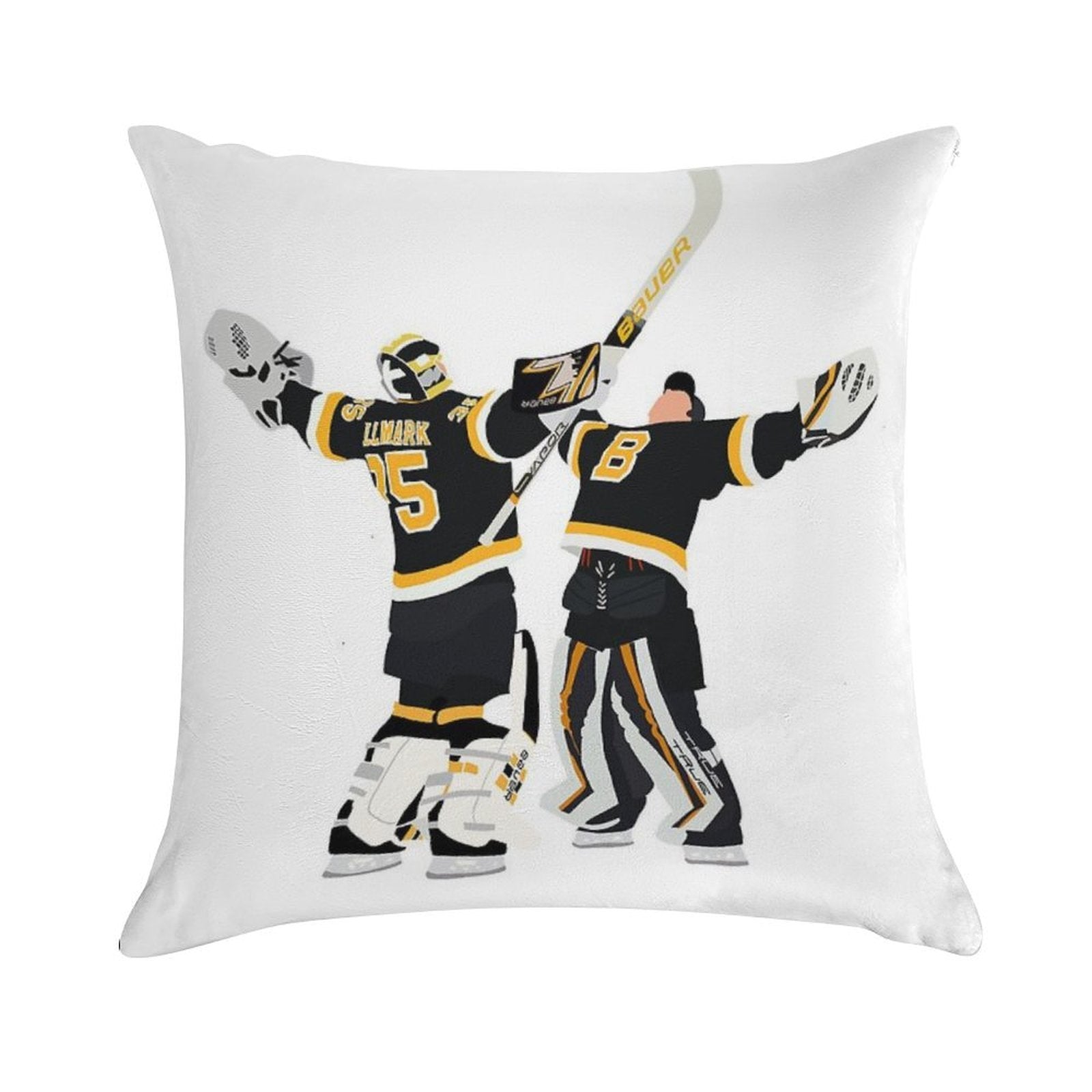 Jeremy Swayman And Linus Ullmark Hug Soft Luxury Feel Throw Pillow