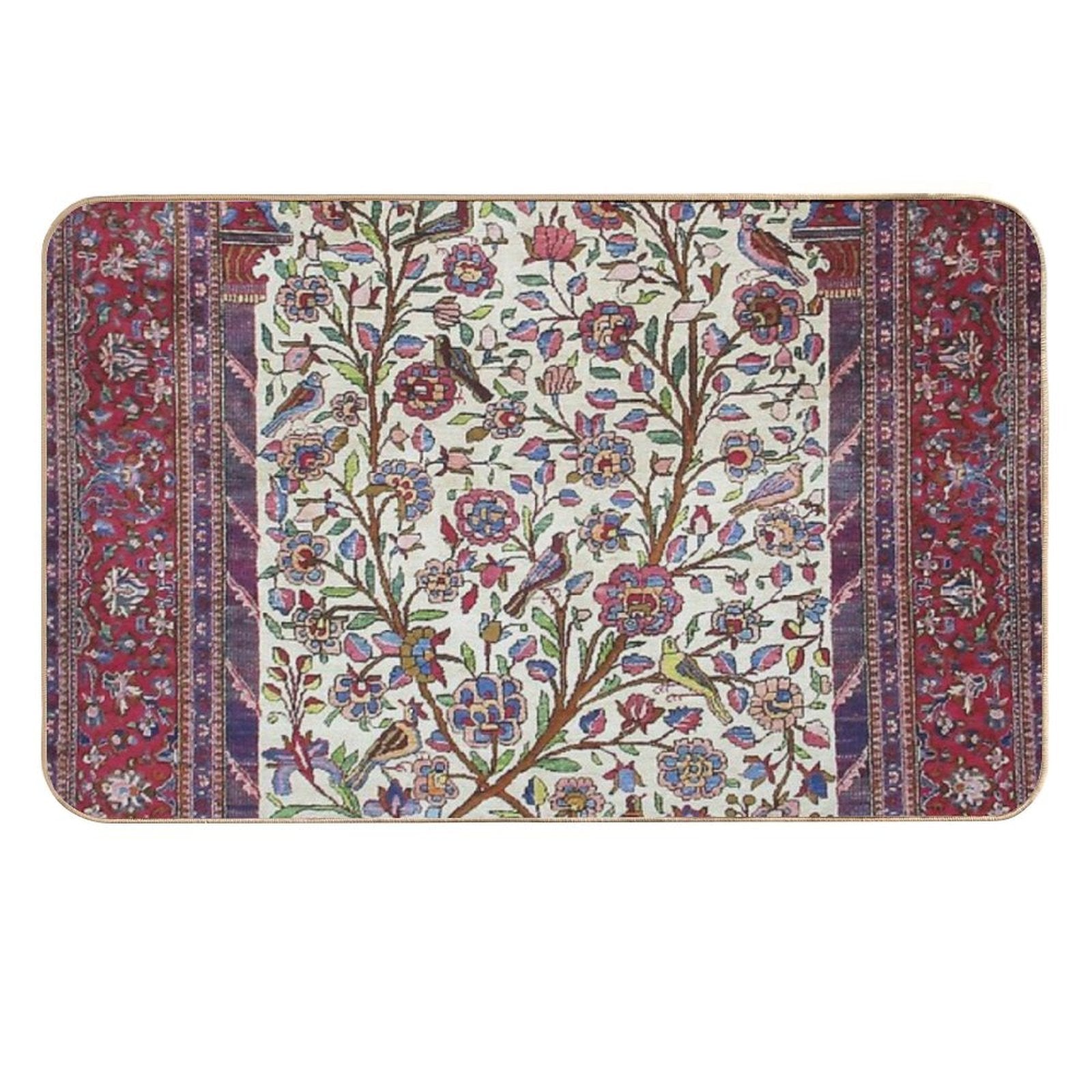 Antique Persian Silk Kashan Rug Print  Long-Lasting Bath Mat