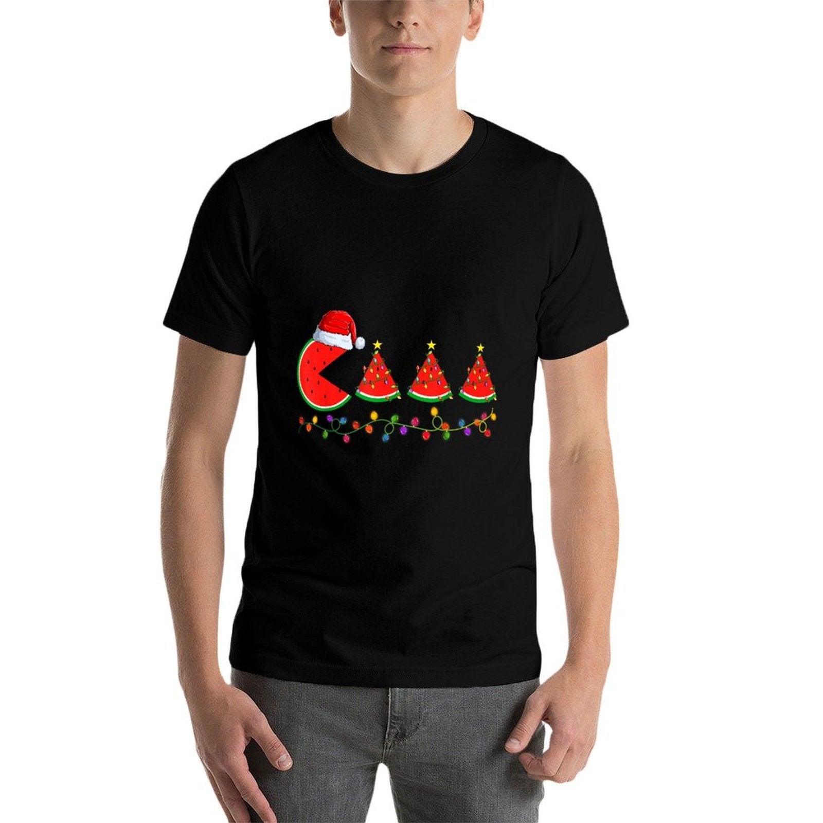 Lighting Santa Watermelon Xmas Tree Christmas In July  Stretchy T-Shirt