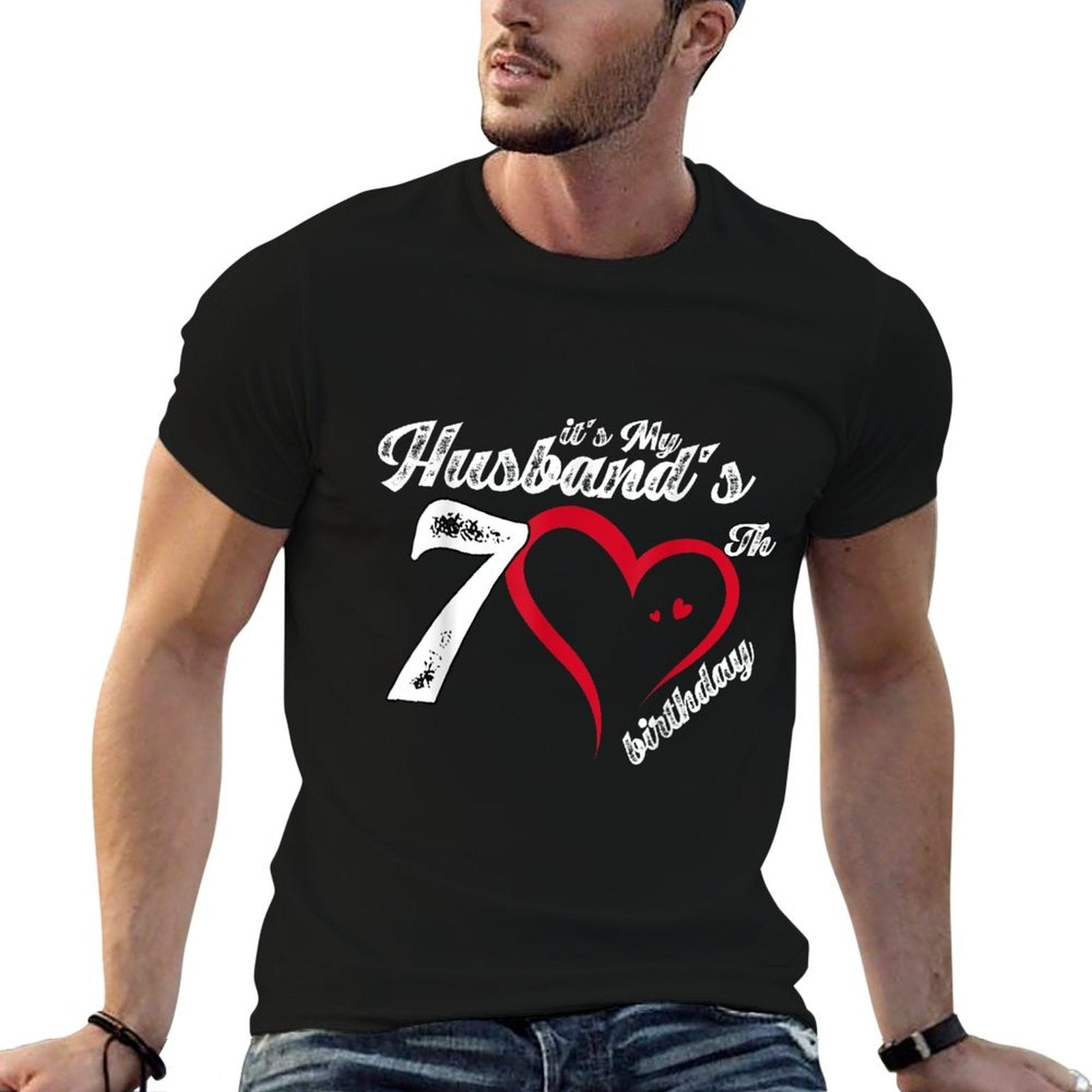 It's My Husband's 70th Birthday Vintage 70th Birthday  High-quality Stitching T-Shirt