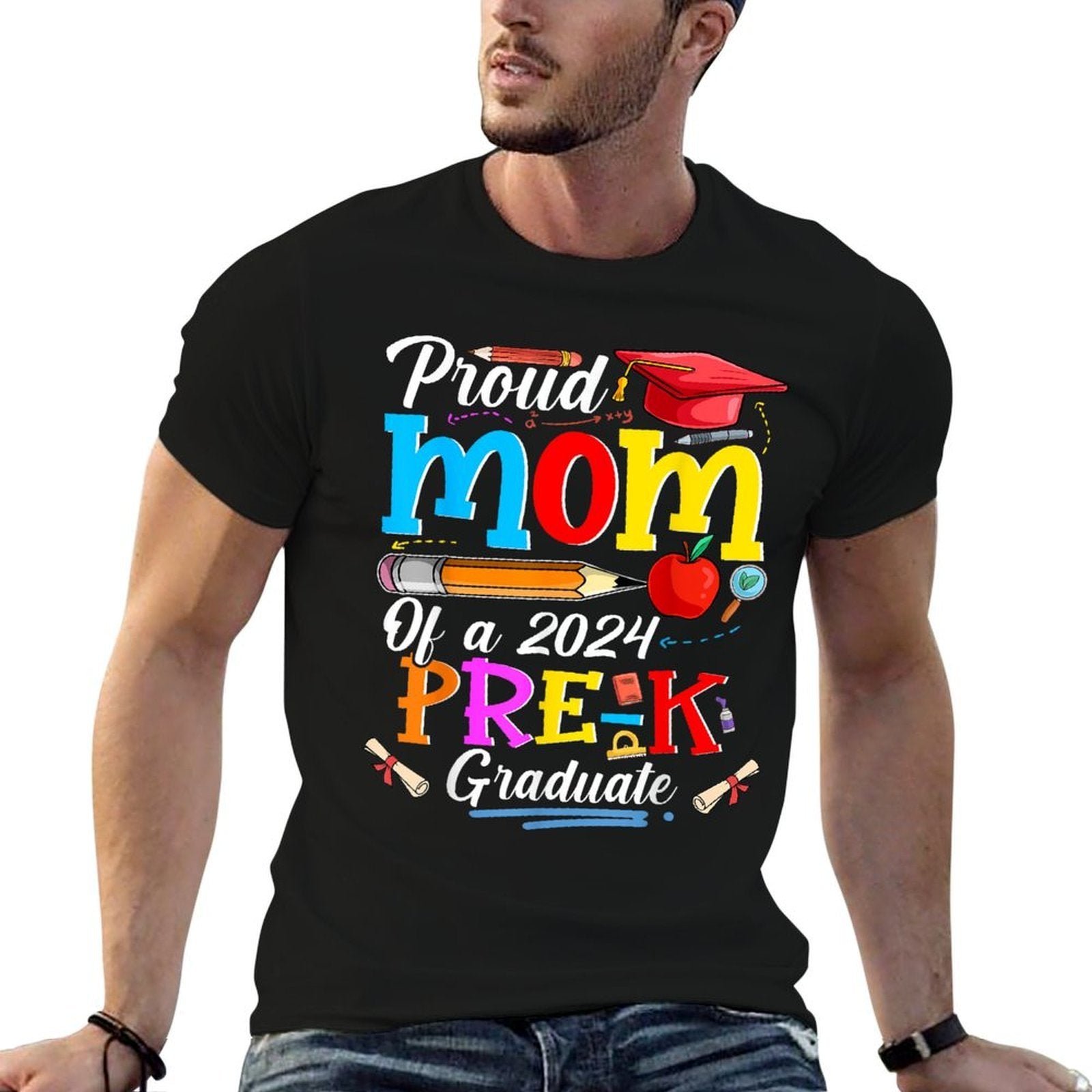 Proud Mom Of A 2024 Pre-K Graduate Funny Family Lover  Oversized Silhouette T-Shirt