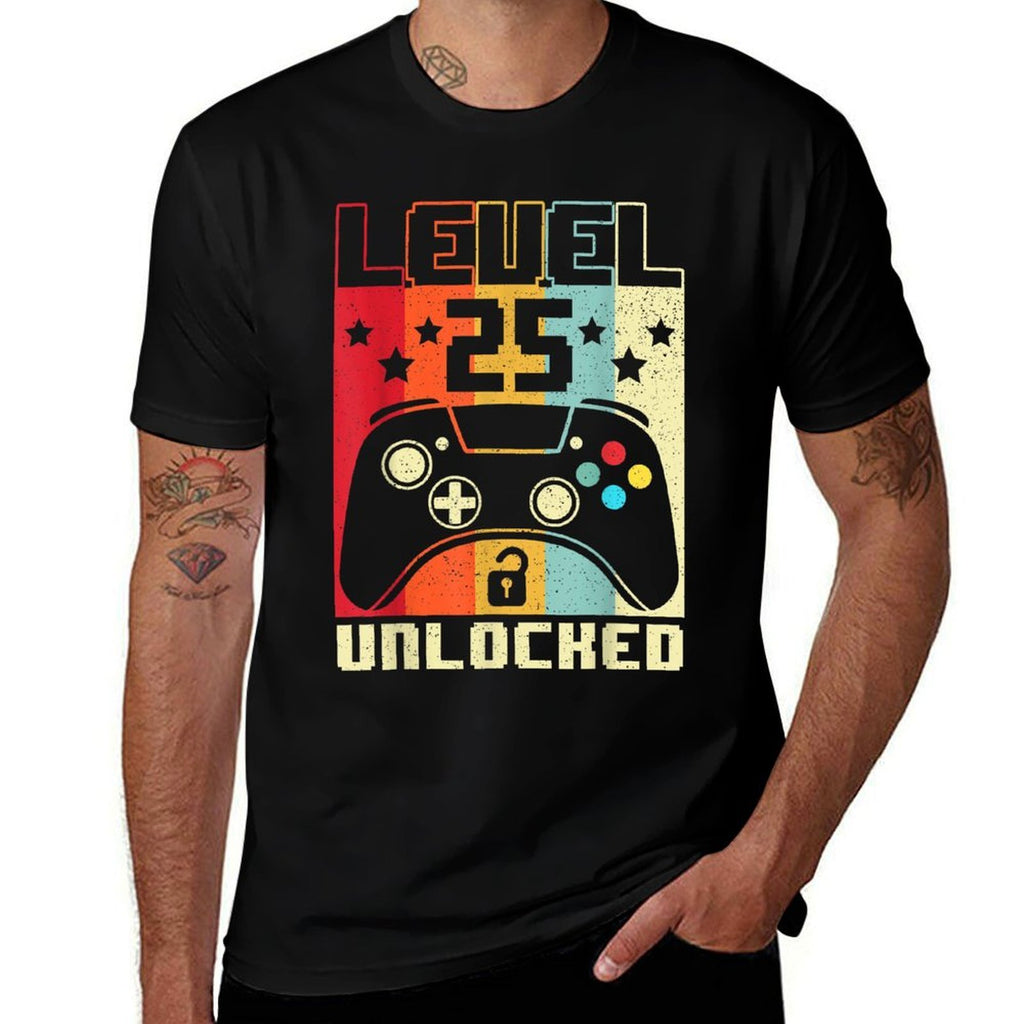 Level 25 Unlocked Funny Video Gamer 25th Birthday Gift  Vintage-inspired T-Shirt