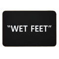 Wet Feet White on Black  Easy To Clean Bath Mat