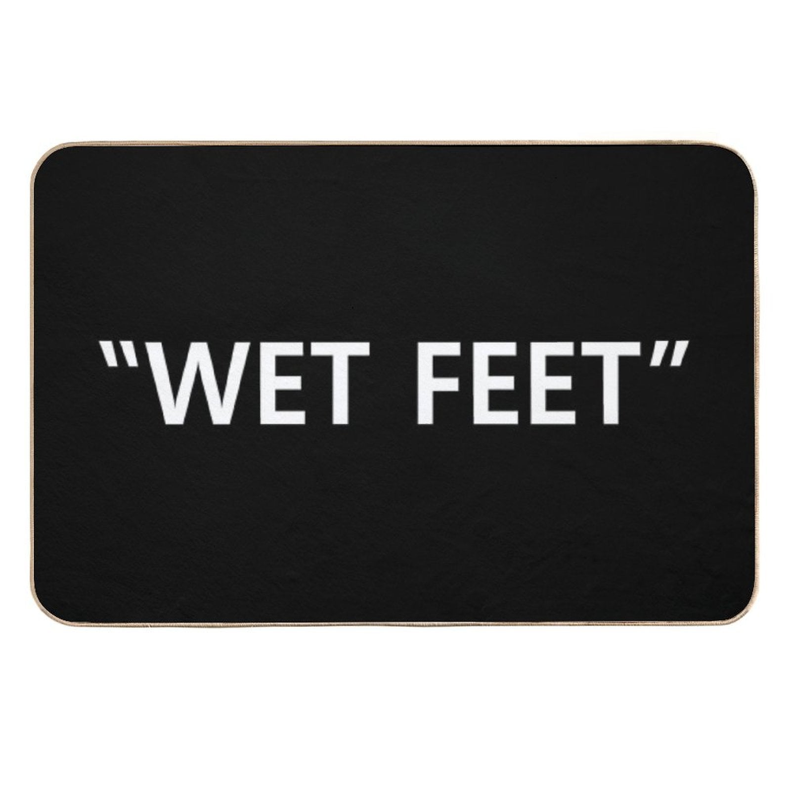Wet Feet White on Black  Easy To Clean Bath Mat