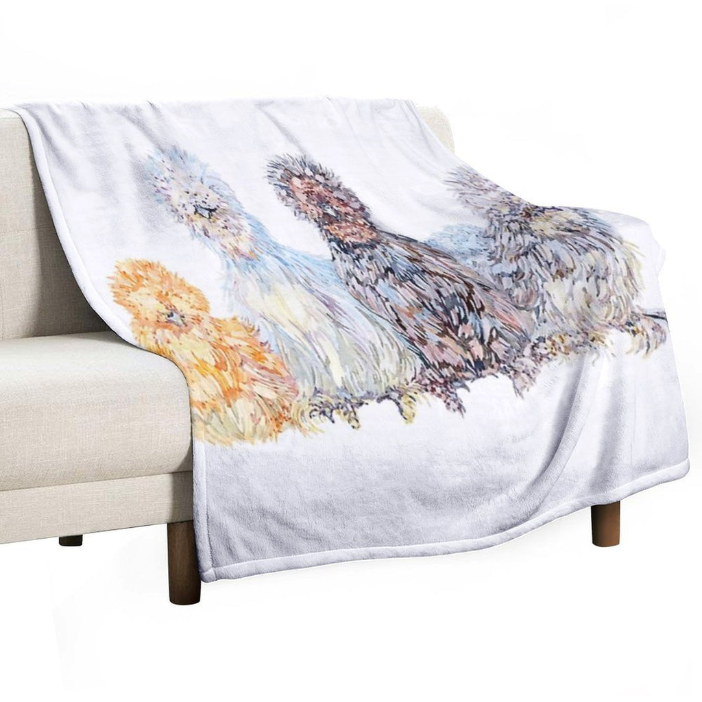 Silkie Chicken Huddle Compact Throw Blanket