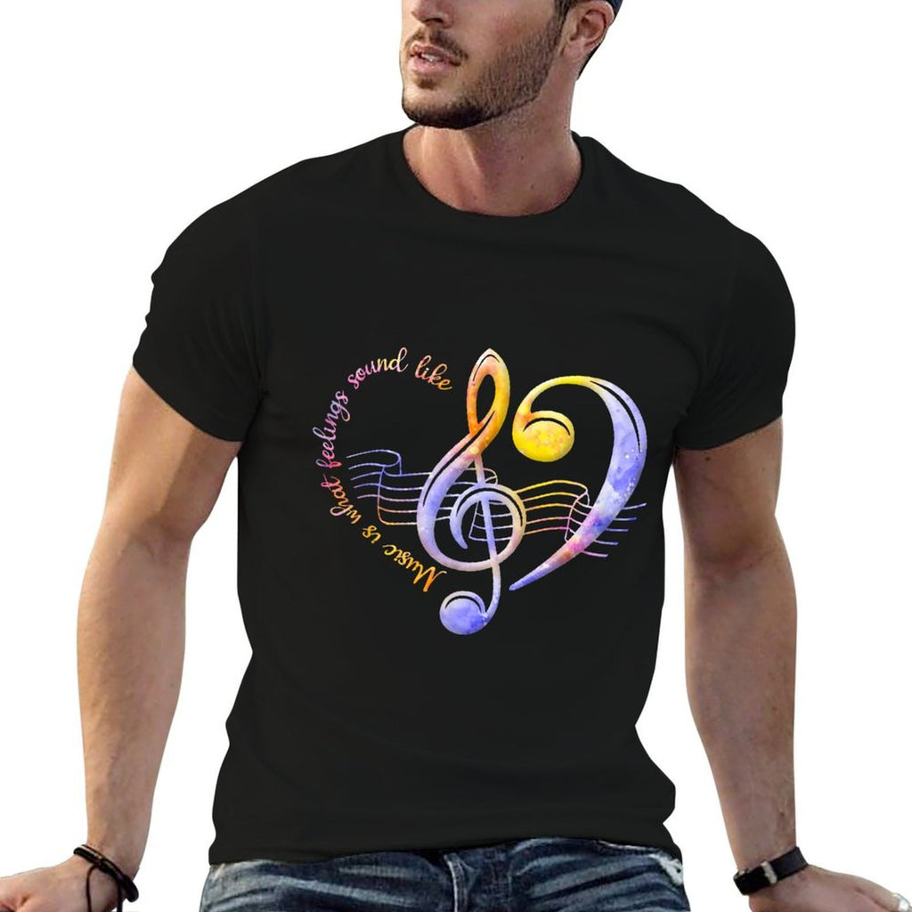 Music Teacher Music Is What Feelings Sound Like Heart  Classic T-Shirt