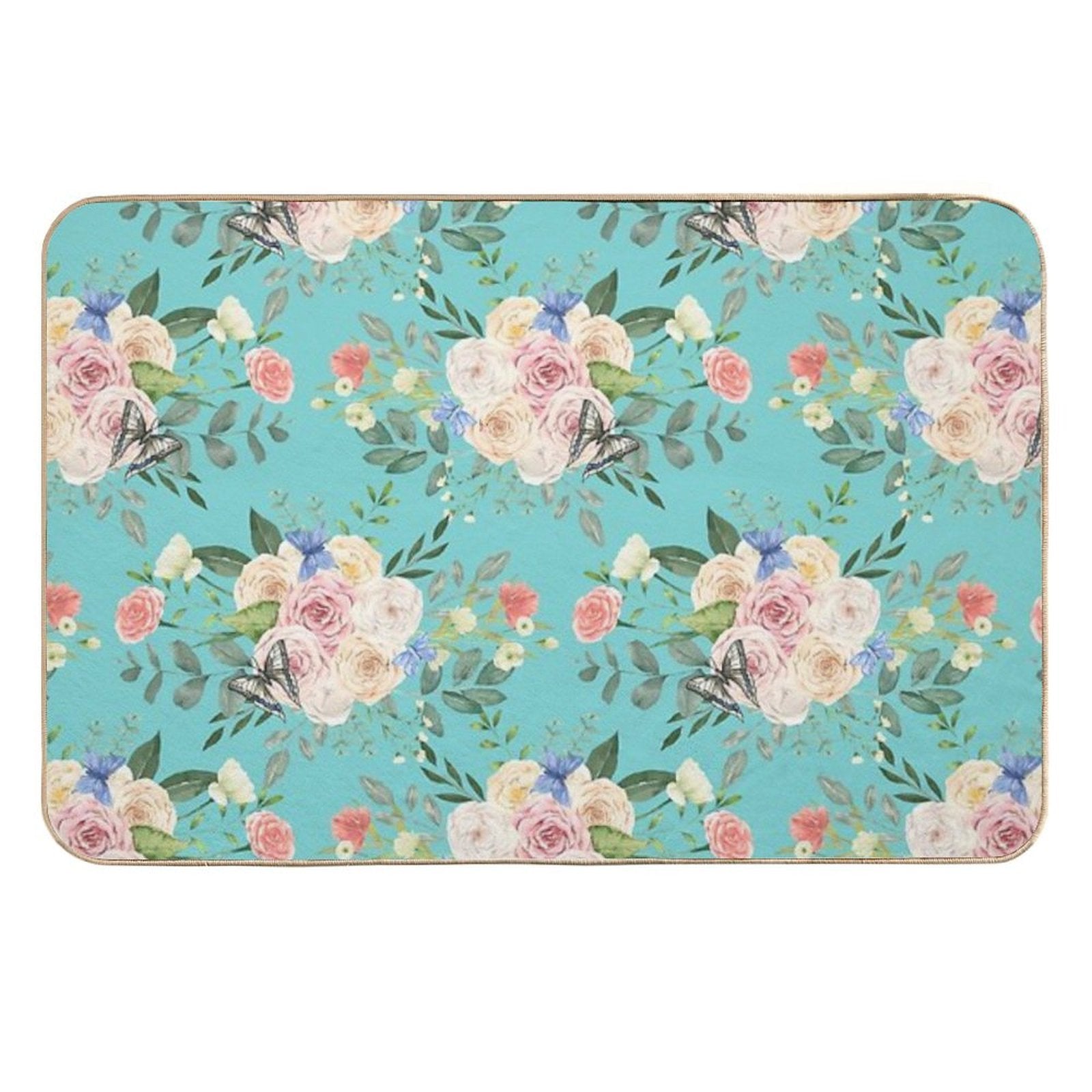 Butterflies,flowers,roses,spring,summer  Repositionable Bath Mat