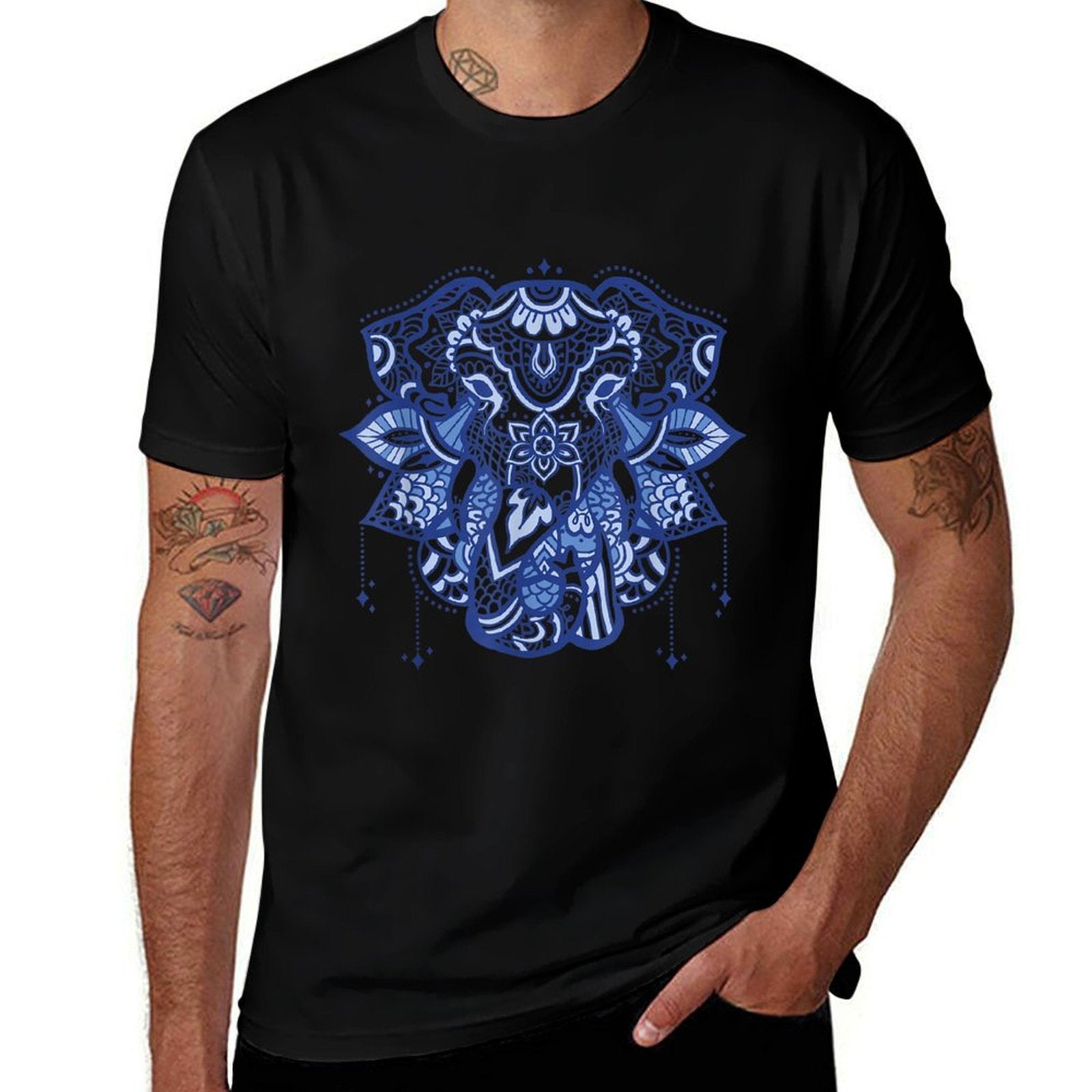 Mandala Elephant Head  Tagless Design T-Shirt