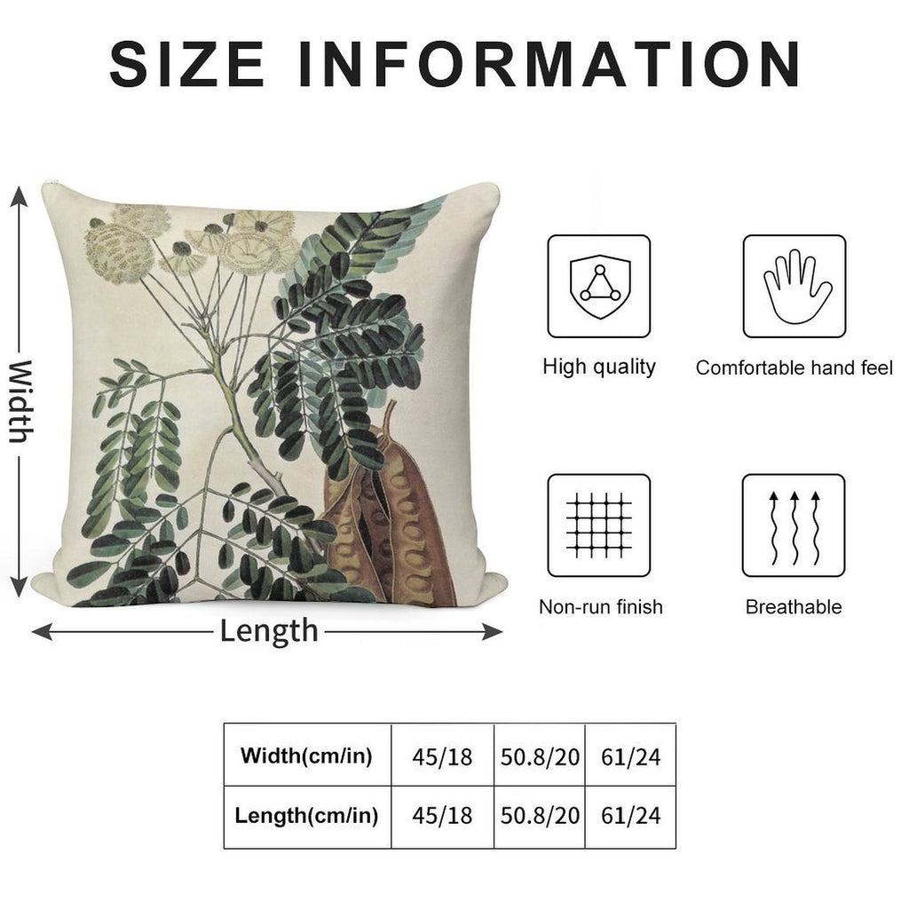 Acacia Vintage Botanical Print Soft Warmth Comfort Throw Pillow