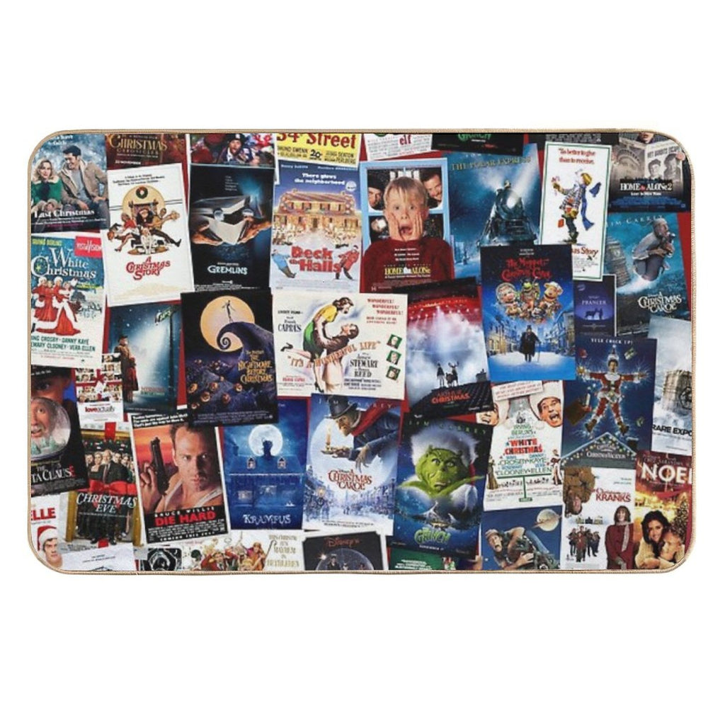 Christmas Film Collage  Long-Lasting Bath Mat