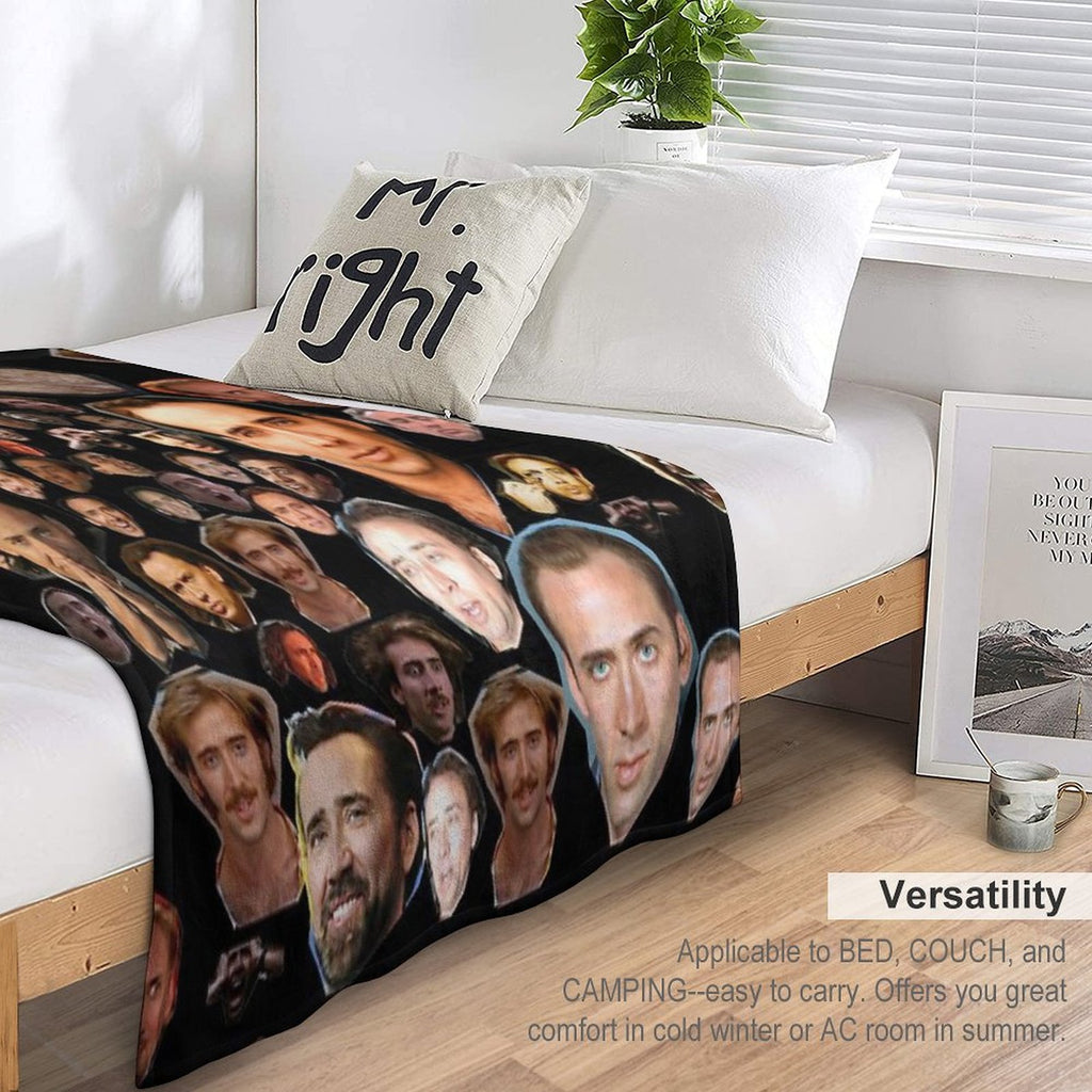 Nicholas Cage Faces Pattern - Nicolas Cage - Nick Cage - Nic Cage Faces Pattern Comfort Throw Blanket