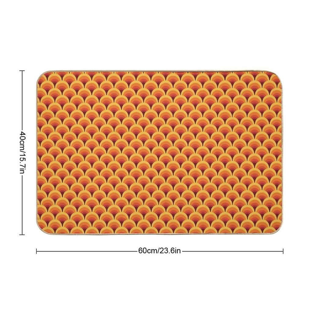 Orange Wave Gradient Retro Pattern  Eco-Friendly Bath Mat