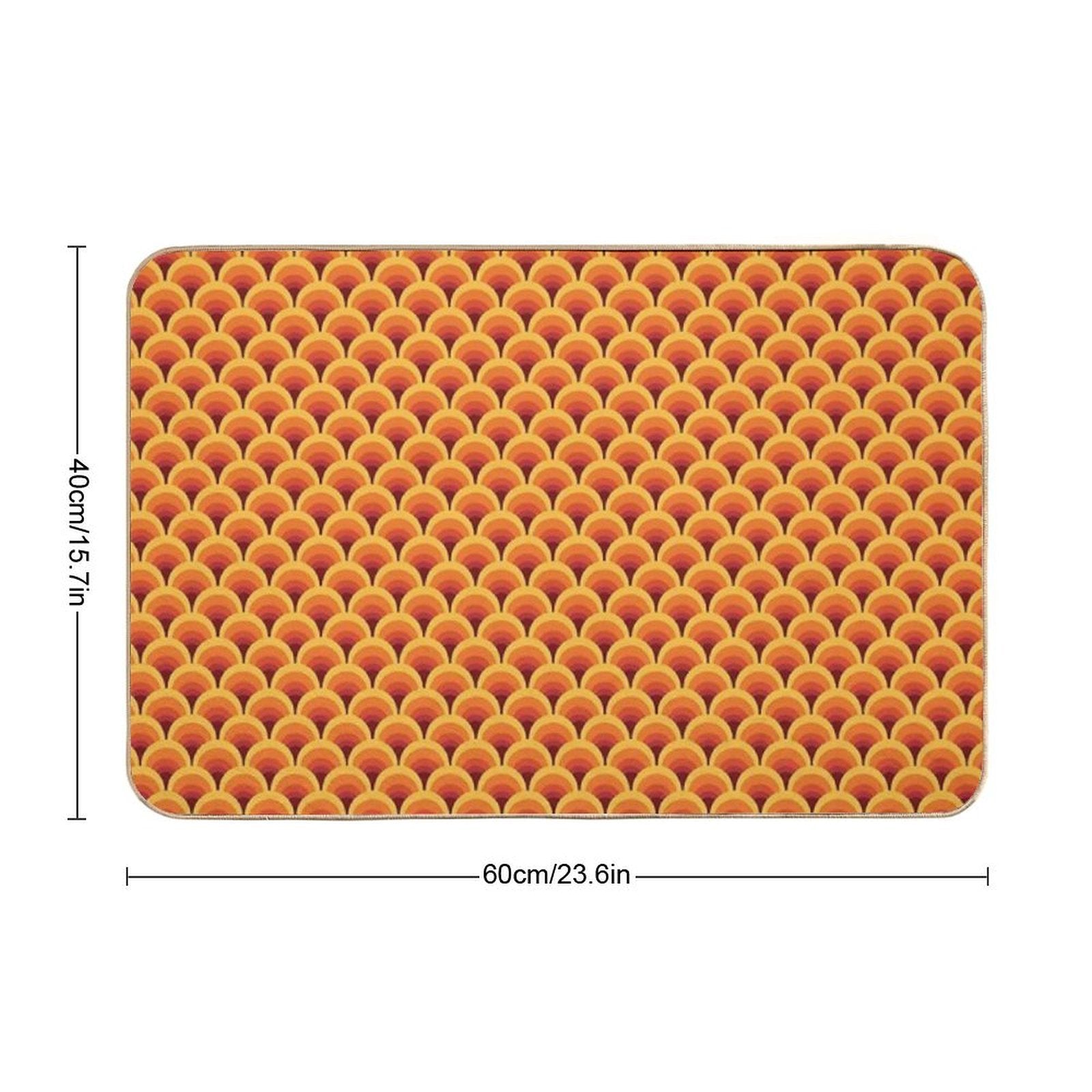 Orange Wave Gradient Retro Pattern  Eco-Friendly Bath Mat