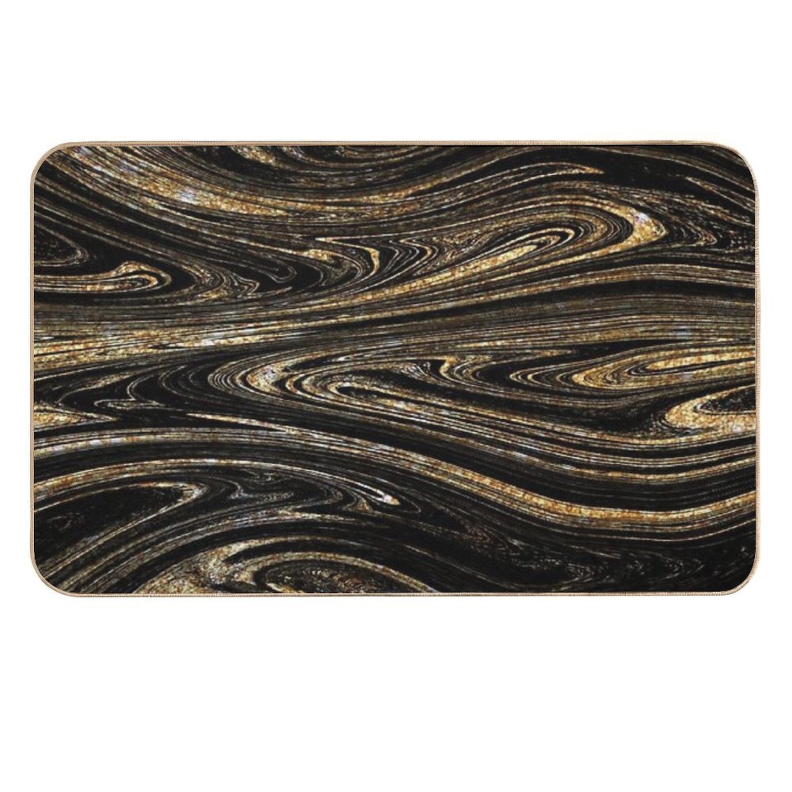 Black Gold Marble  Rapid-Drying Bath Mat