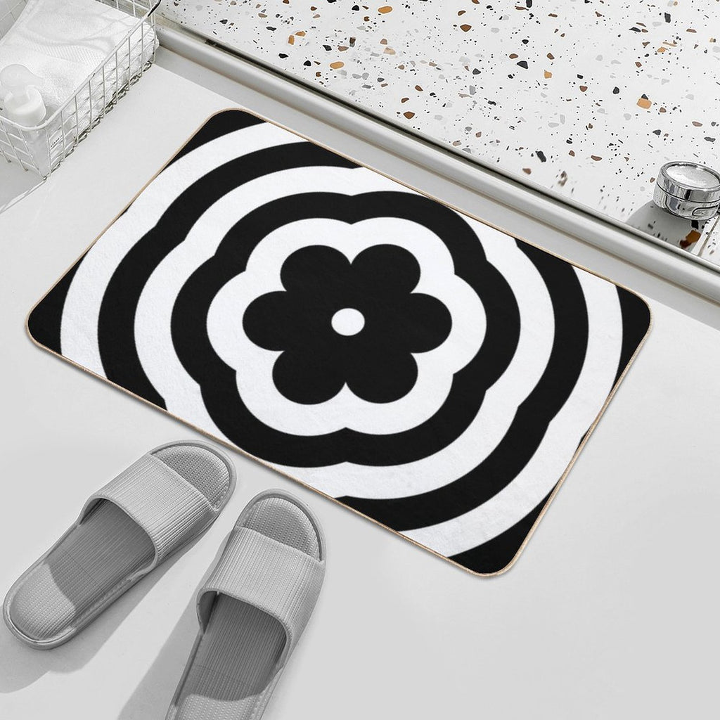 Black And White Rainbow Mod Flower  Anti-Trip Bath Mat