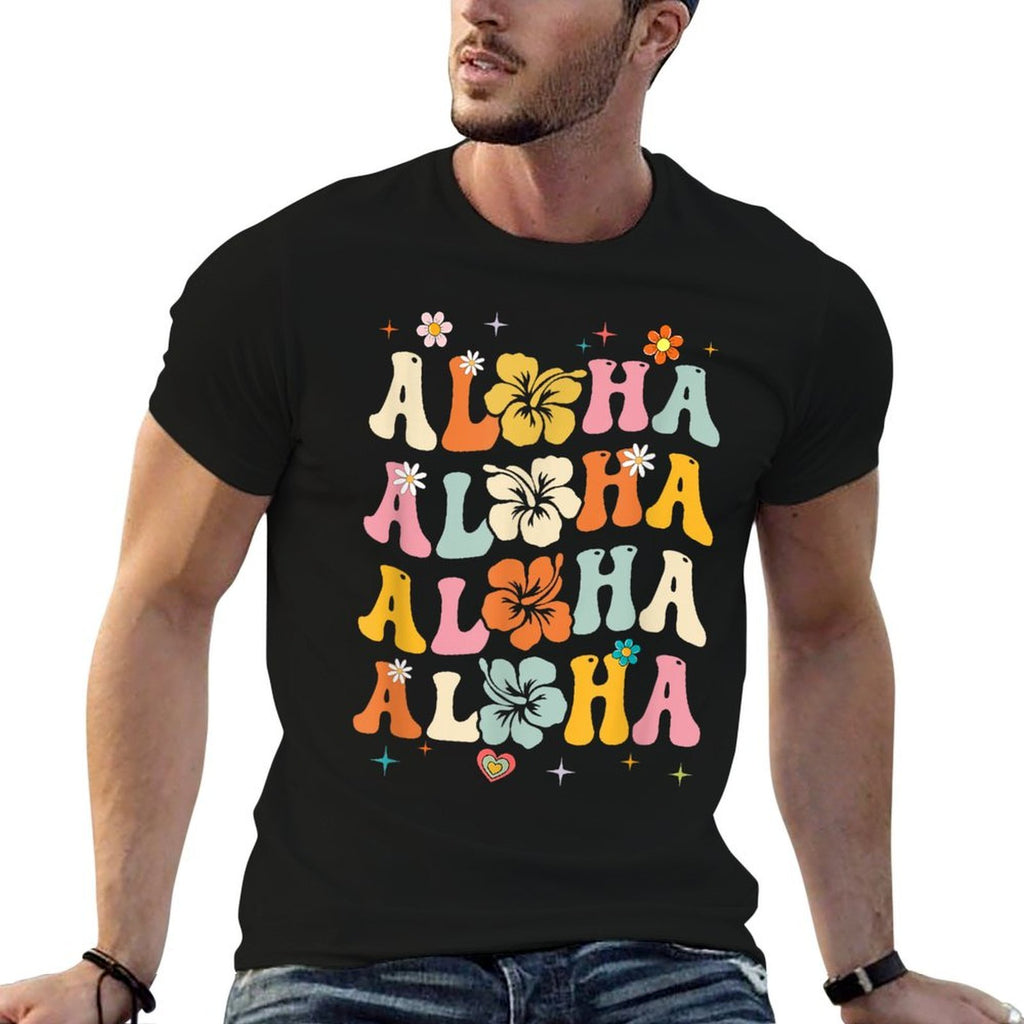 Aloha Women Hawaii Family Vacation Trip Girls Summer Groovy  Tagless Design T-Shirt